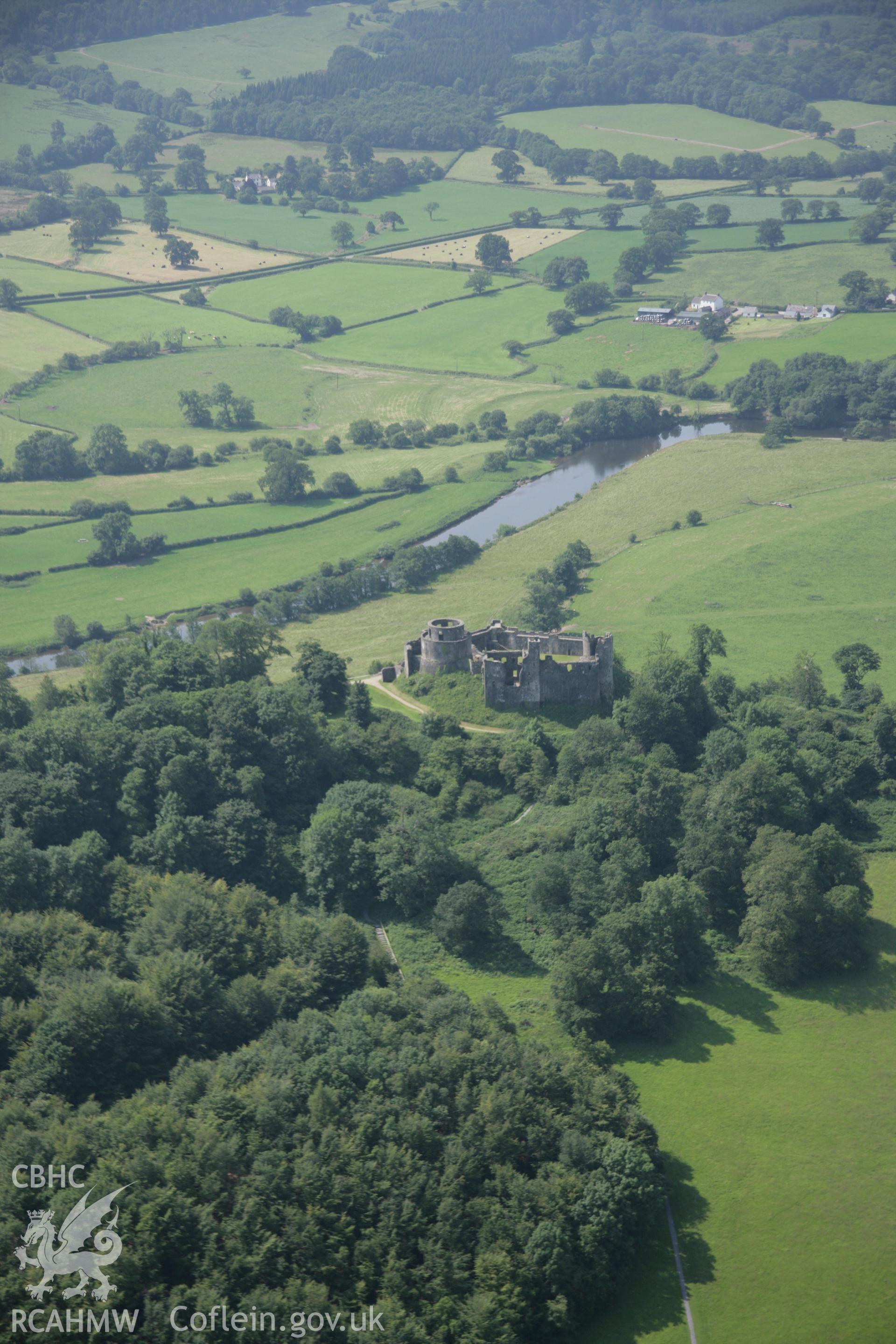 RCAHMW colour oblique aerial photograph of Dinefwr Castle, Llandeilo, from the east. Taken on 11 July 2005 by Toby Driver