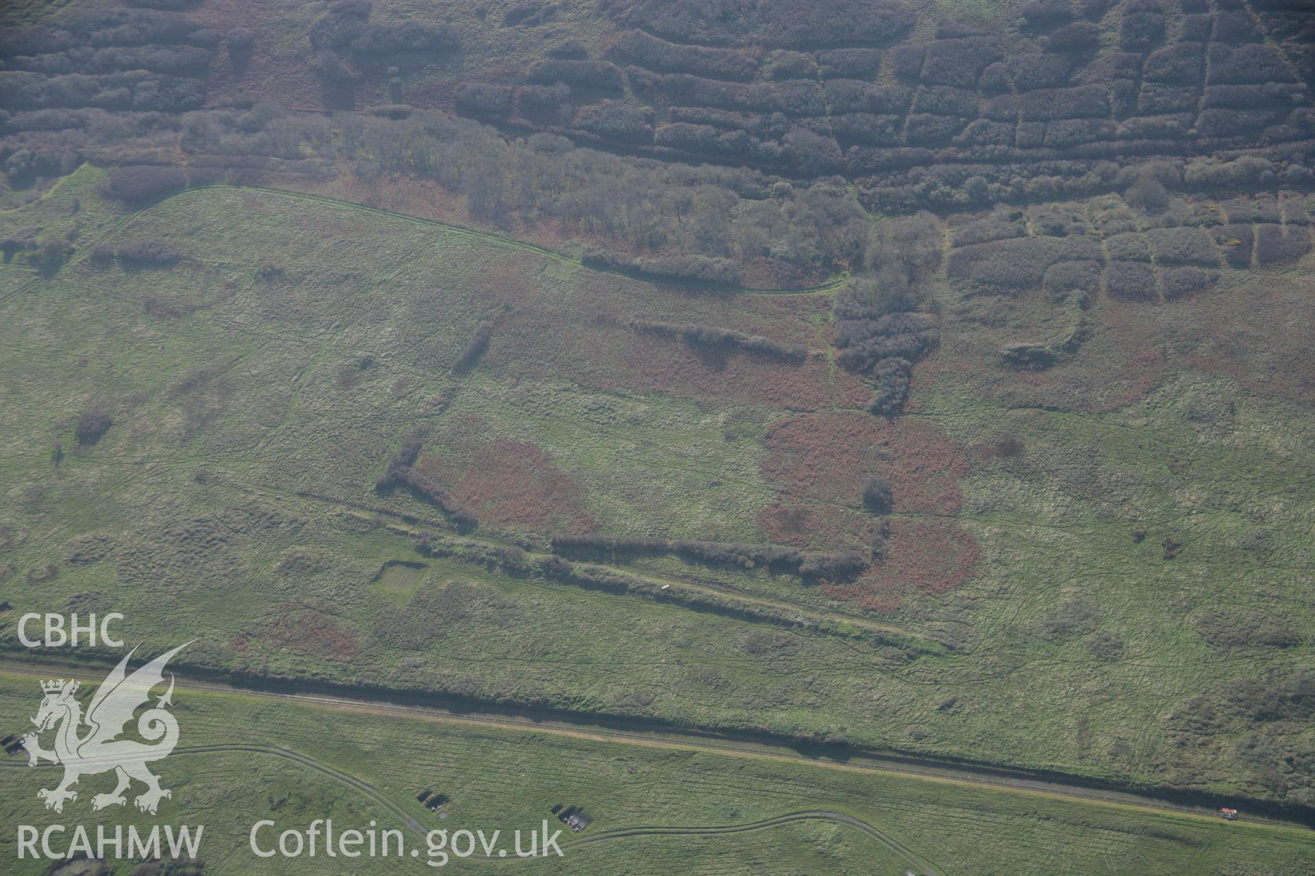 RCAHMW colour oblique aerial photograph of Bulliber Camp (East) from the north. Taken on 19 November 2005 by Toby Driver