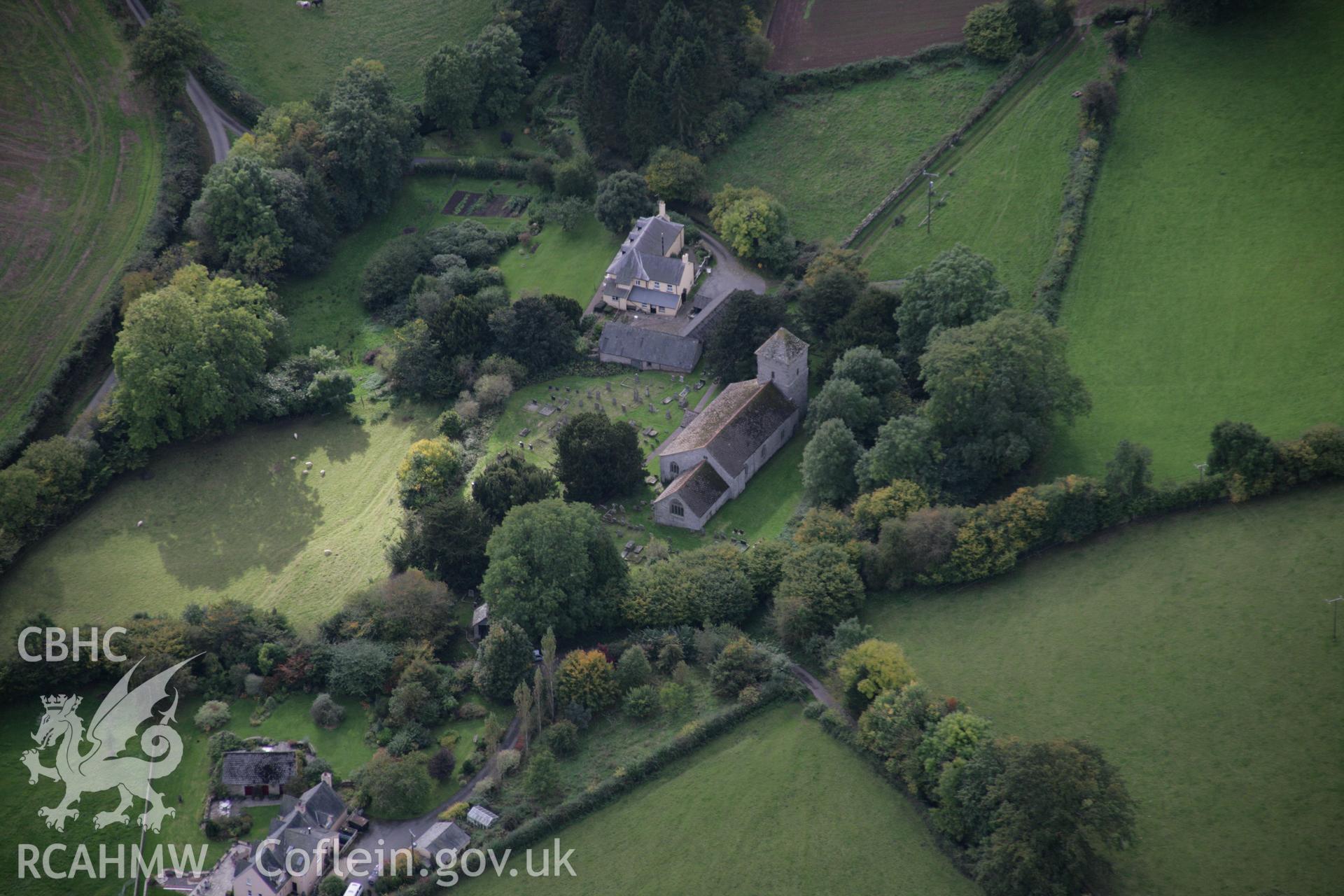 RCAHMW colour oblique aerial photograph of St Matthew's Church, Llandefalle, from the north-east. Taken on 13 October 2005 by Toby Driver