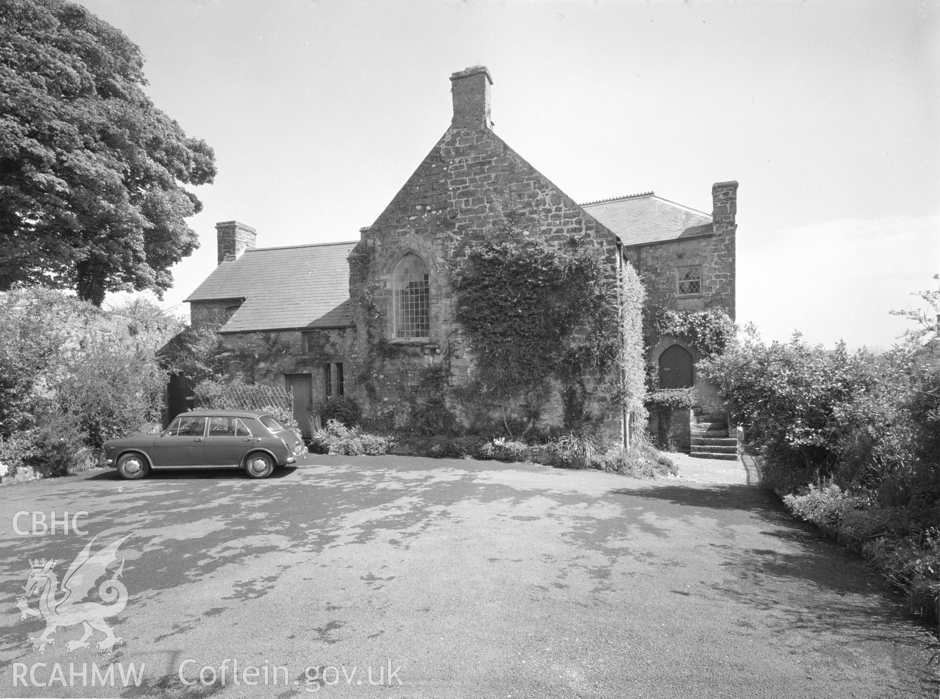 Black and white acetate negative showing view of Monkston Hall.