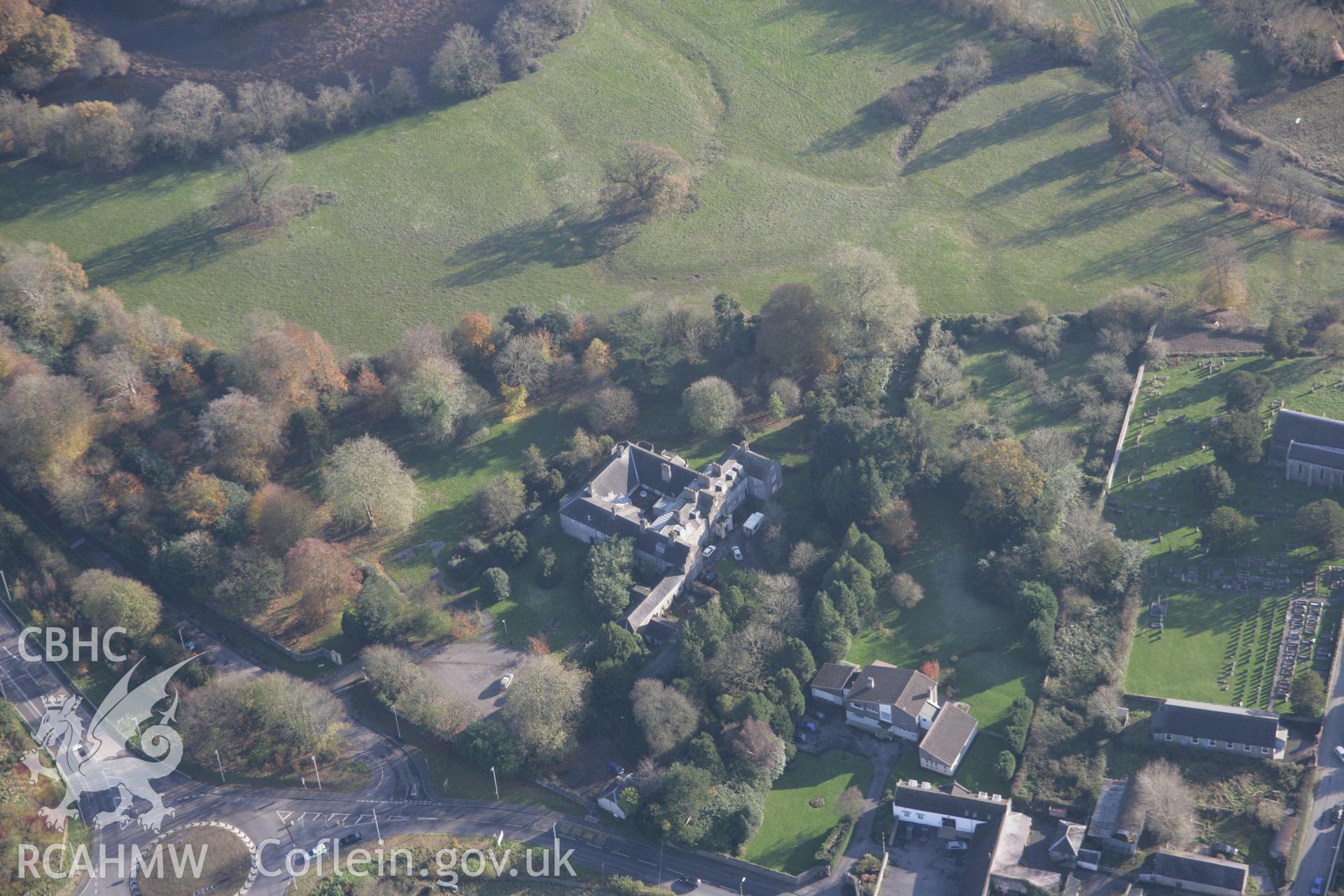 RCAHMW colour oblique photograph of Bishop's Palace, Abergwili, view from north-west. Taken by Toby Driver on 17/11/2005.