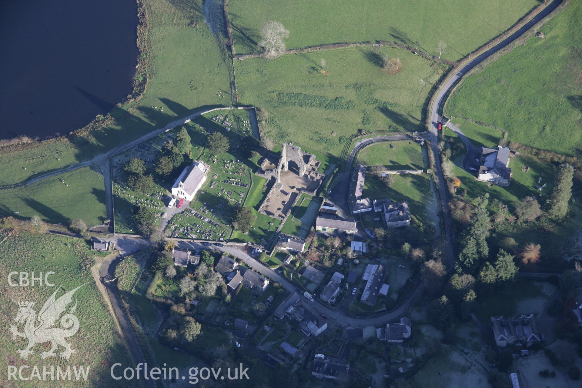 RCAHMW colour oblique photograph of Talley Abbey, and village, view from west. Taken by Toby Driver on 17/11/2005.