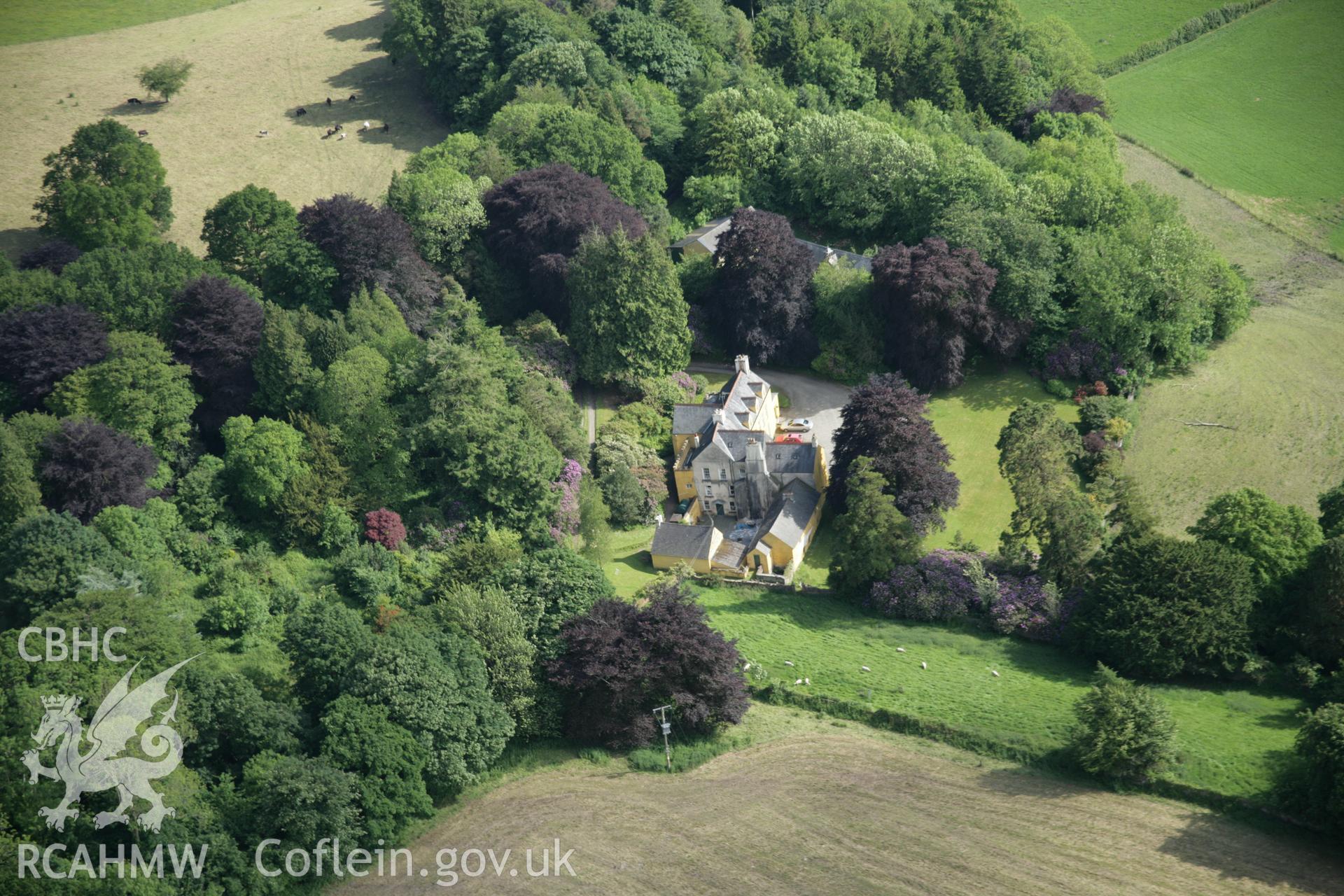 RCAHMW colour oblique aerial photograph of Cwmgwili Grounds and Gardens from the north. Taken on 09 June 2005 by Toby Driver