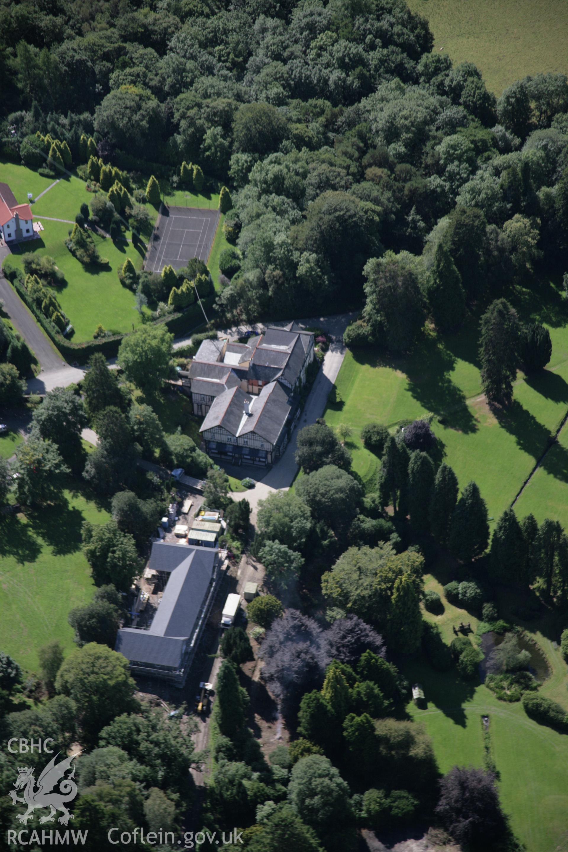 RCAHMW colour oblique aerial photograph of Lake Hotel, Llangammarch Wells, viewed from north-east Taken on 02 September 2005 by Toby Driver