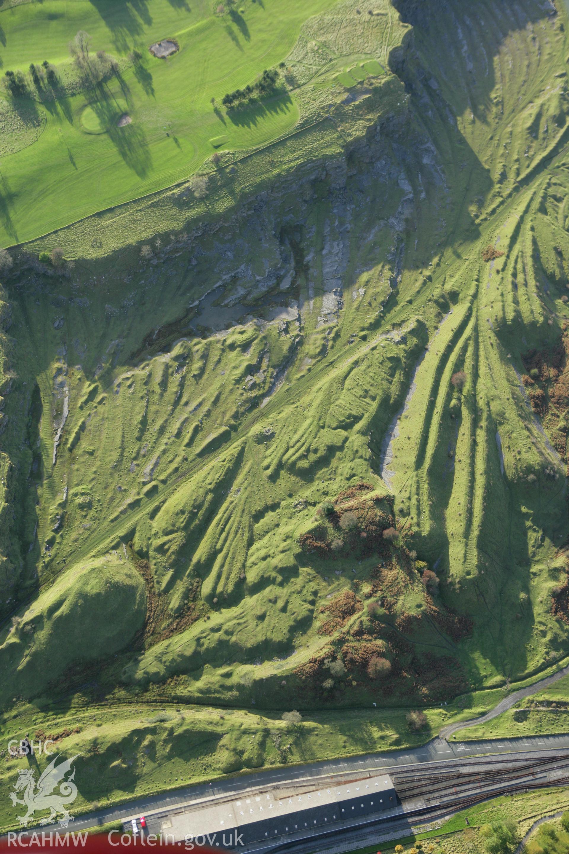 RCAHMW colour oblique photograph of Morlais Castle, quarries to the east. Taken by Toby Driver on 16/10/2008.