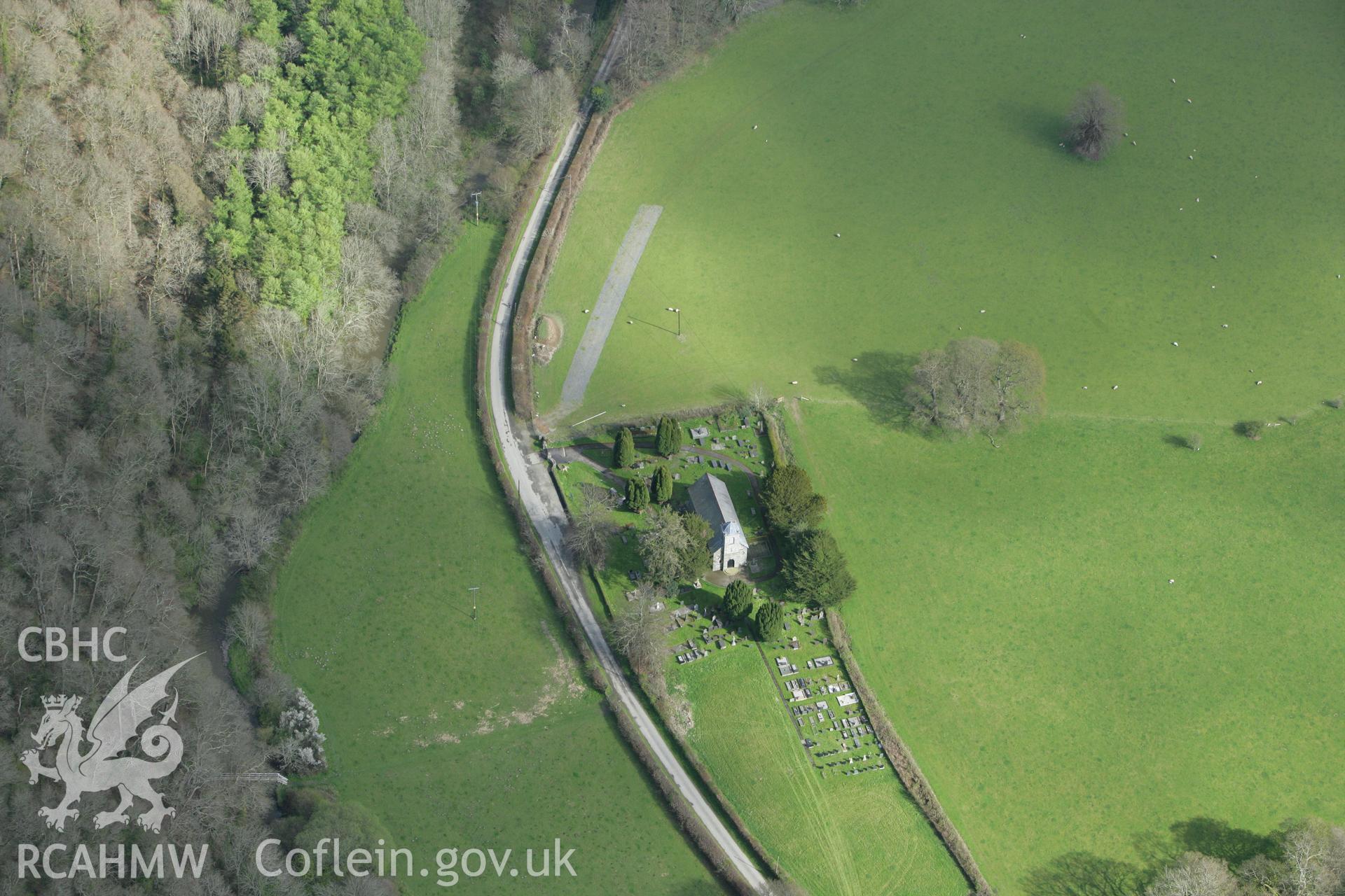 RCAHMW colour oblique photograph of St Non's, Llanerchaeron. Taken by Toby Driver on 24/04/2008.