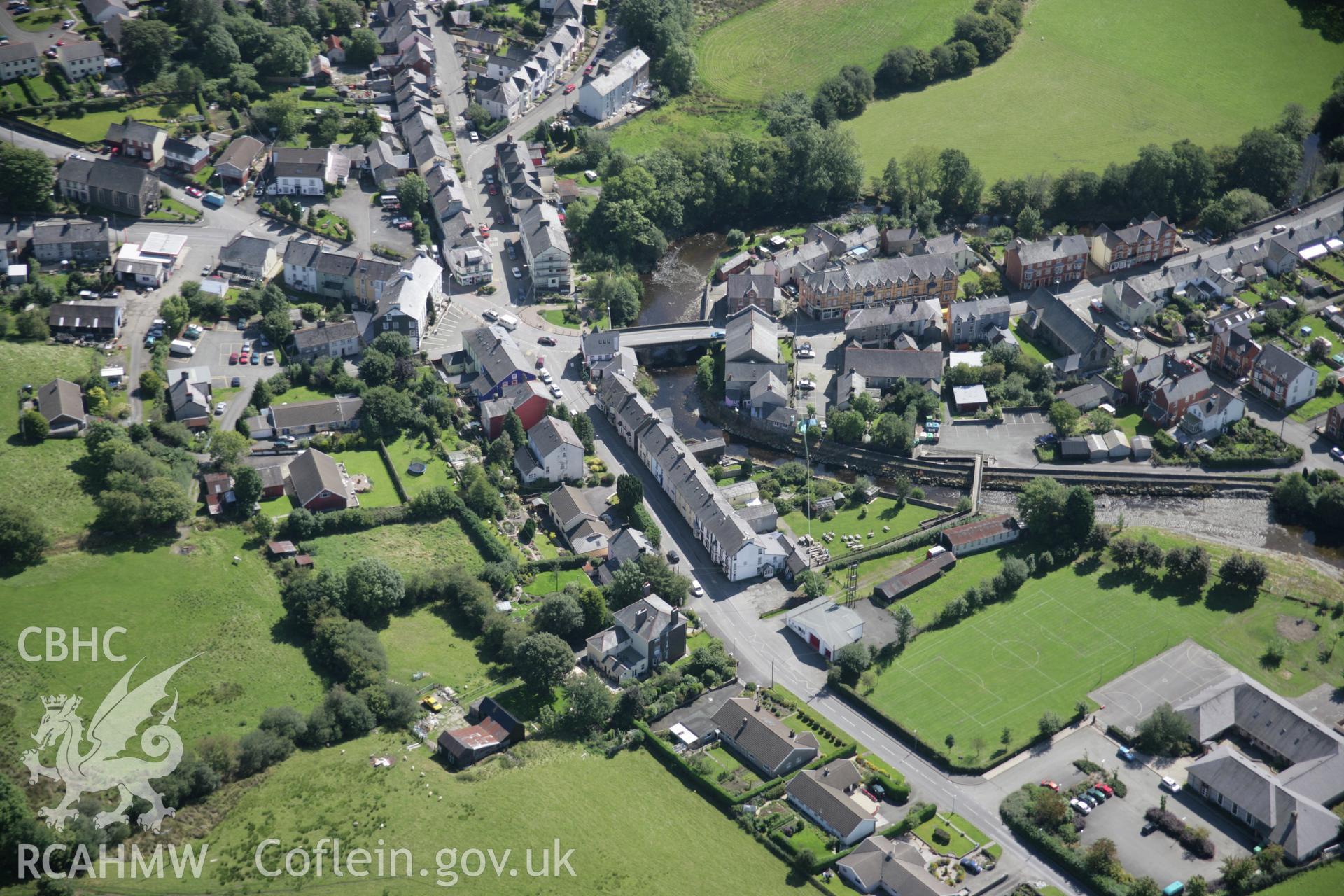 RCAHMW colour oblique aerial photograph of Llanwrtyd Wells town, viewed from the north-west. Taken on 02 September 2005 by Toby Driver