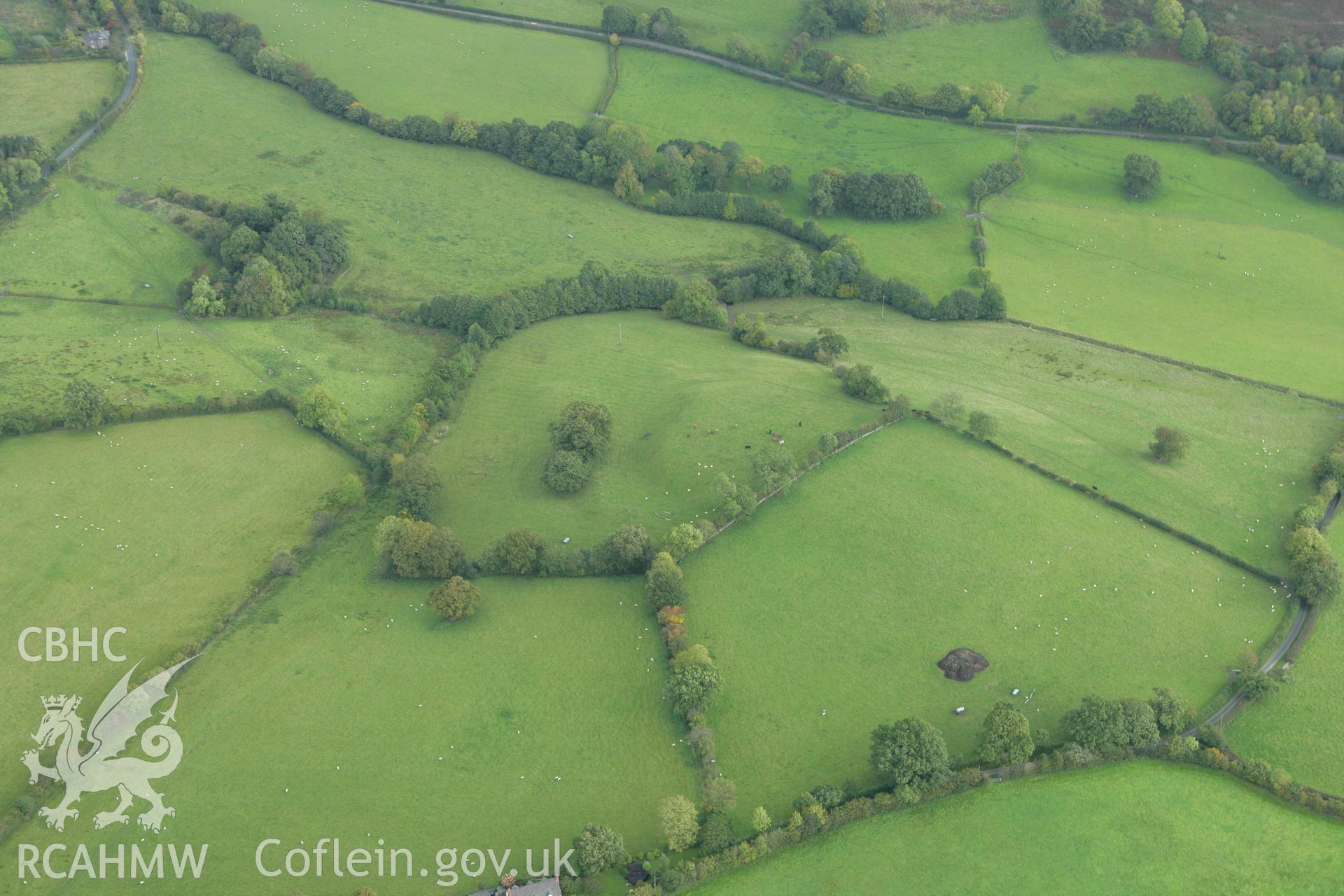 RCAHMW colour oblique photograph of landscape to the south-east of Hyssington. Taken by Toby Driver on 10/10/2008.