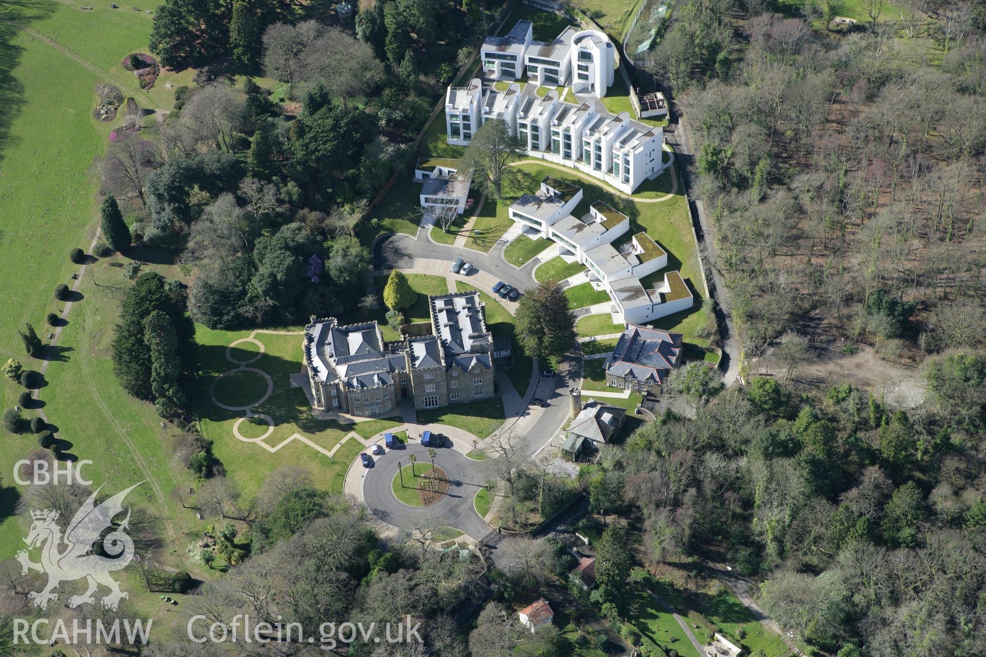 RCAHMW colour oblique photograph of Clyne Castle. Taken by Toby Driver on 04/03/2008.
