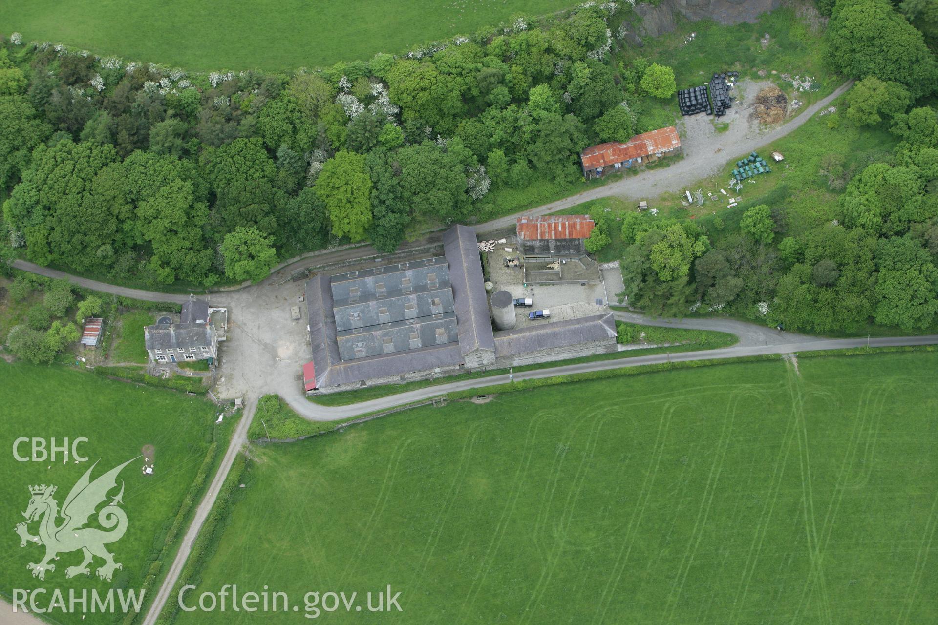RCAHMW colour oblique photograph of Tan-y-graig Farm, Llanfarian. Taken by Toby Driver on 20/05/2008.