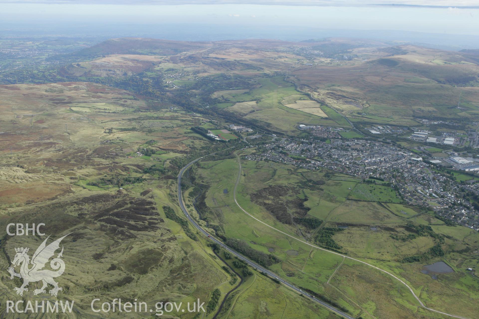 RCAHMW colour oblique photograph of Brynmawr Mine Workings. Taken by Toby Driver on 10/10/2008.