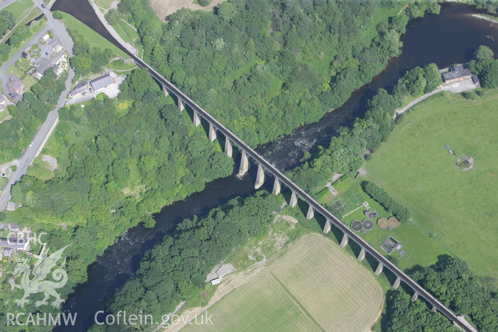 RCAHMW colour oblique photograph of Pontcysyllte Aqueduct, Ellesmere Canal. Taken by Toby Driver on 01/07/2008.