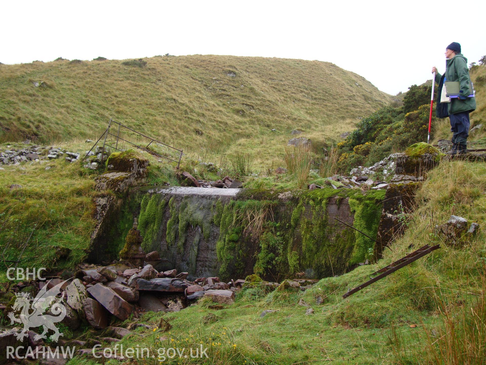 Digital colour photograph of Lower Neuadd sluice taken on 14/10/2008 by R.P.Sambrook during the Brecon Beacons (east) Uplands Survey undertaken by Trysor.