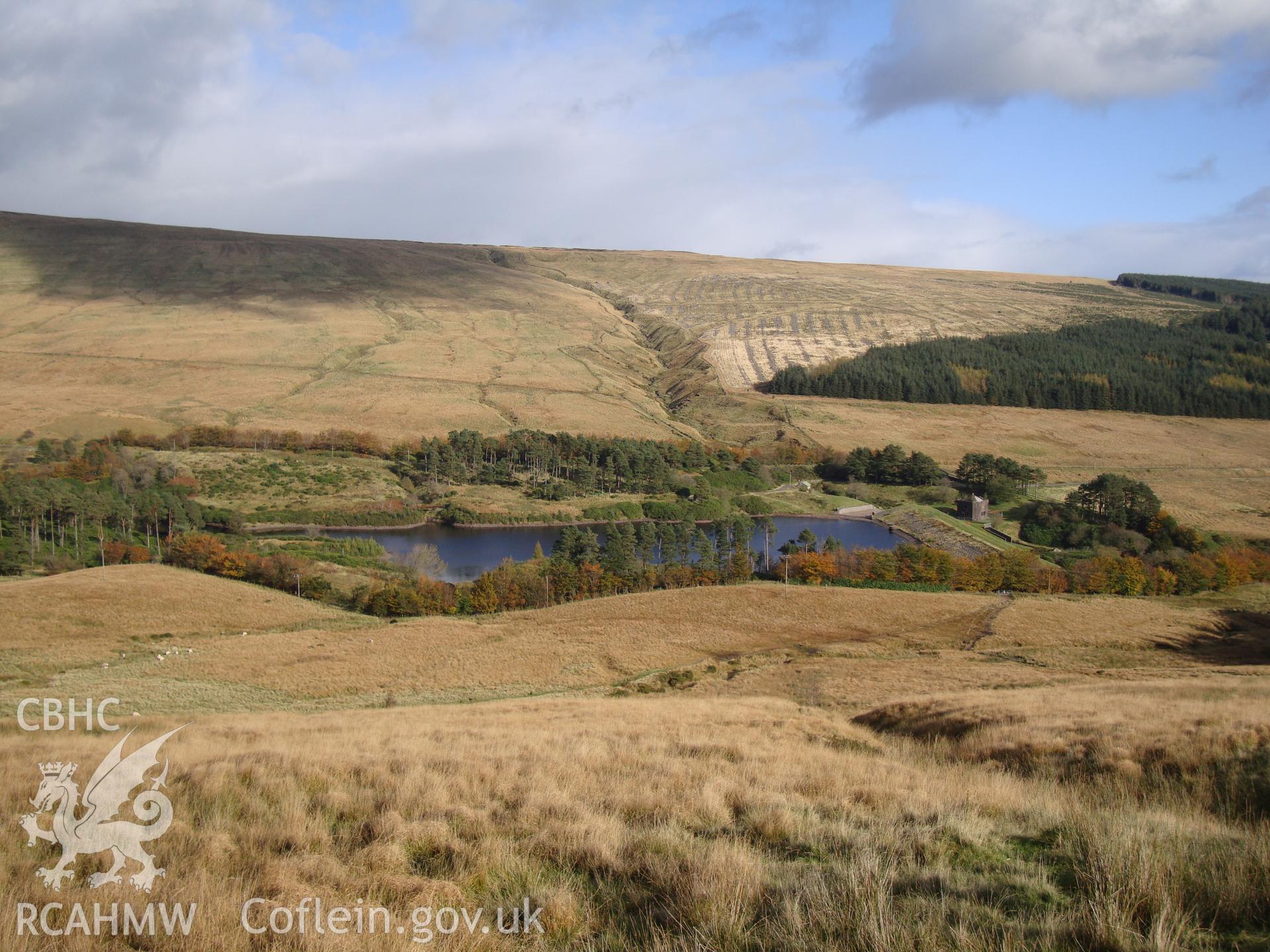 Digital colour photograph of Lower Neuadd Reservoir taken on 16/10/2008 by R.P.Sambrook during the Brecon Beacons (east) Uplands Survey undertaken by Trysor.