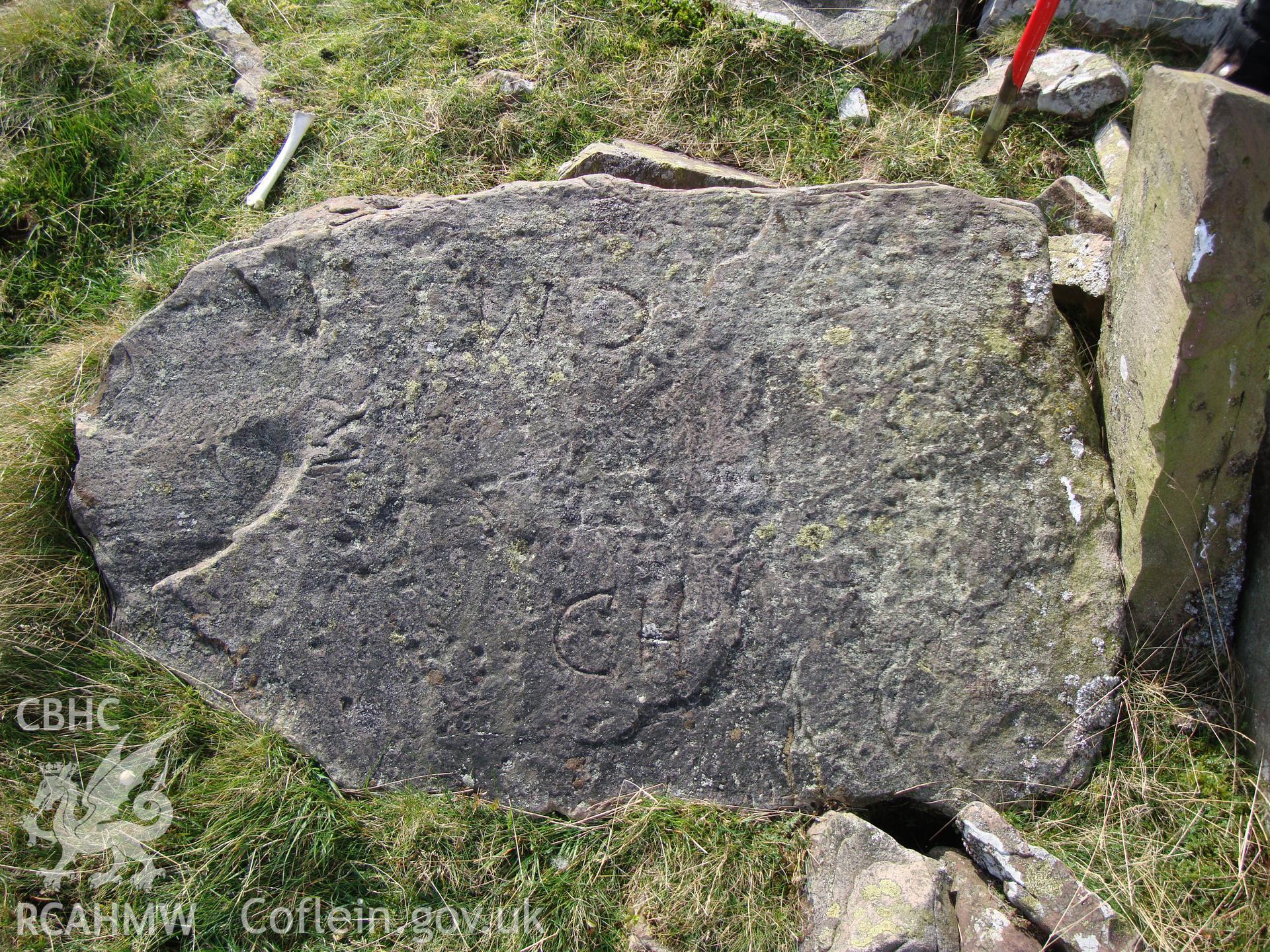 Digital colour photograph of Twyn Mwyalchod boundary stone III taken on 16/10/2008 by R.P.Sambrook during the Brecon Beacons (east) Uplands Survey undertaken by Trysor.