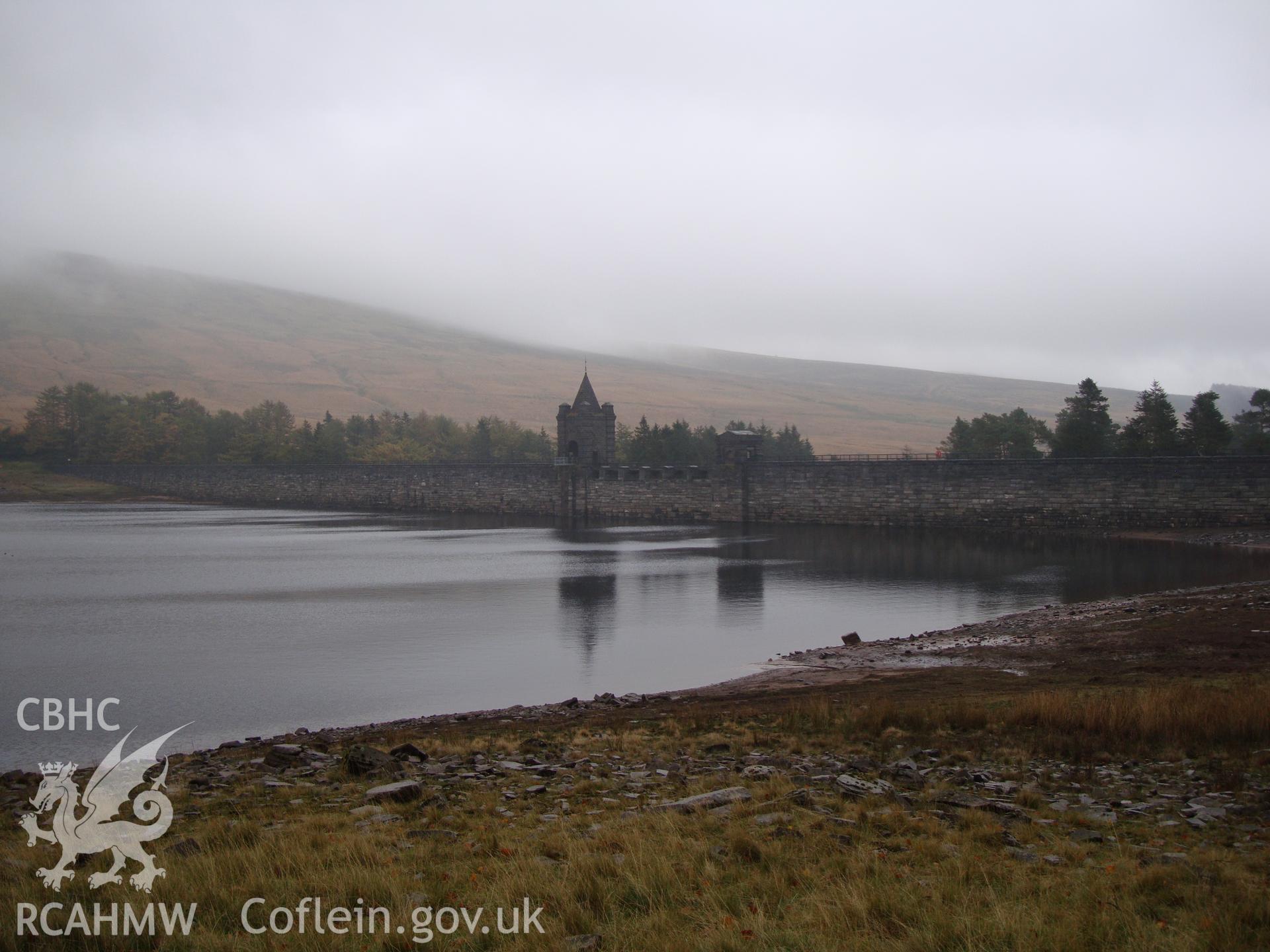 Digital colour photograph of Upper Neuadd dam taken on 14/10/2008 by R.P.Sambrook during the Brecon Beacons (east) Uplands Survey undertaken by Trysor.