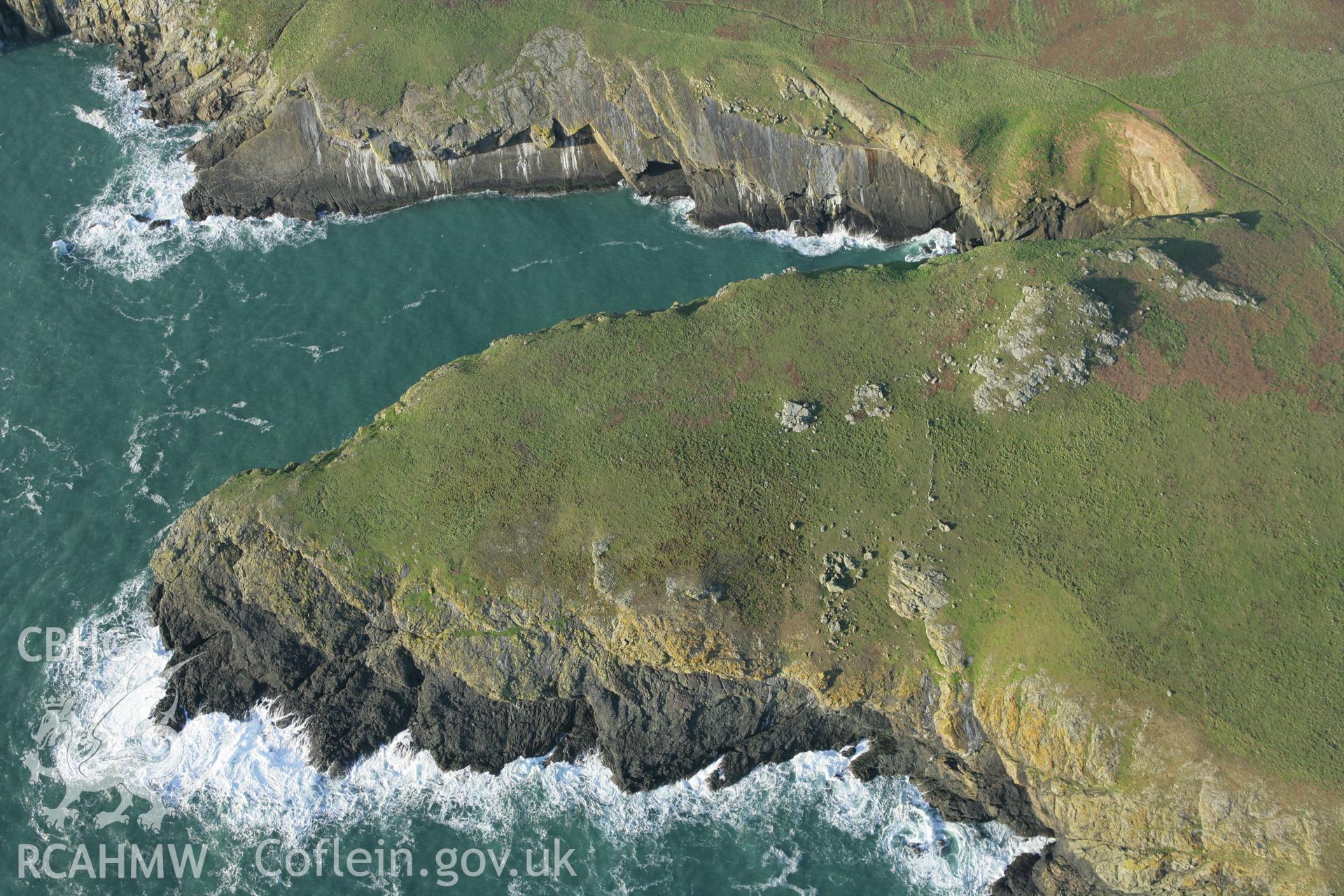 RCAHMW colour oblique photograph of Skomer Island, The Wick co-axial field systems. Taken by Toby Driver on 04/03/2008.