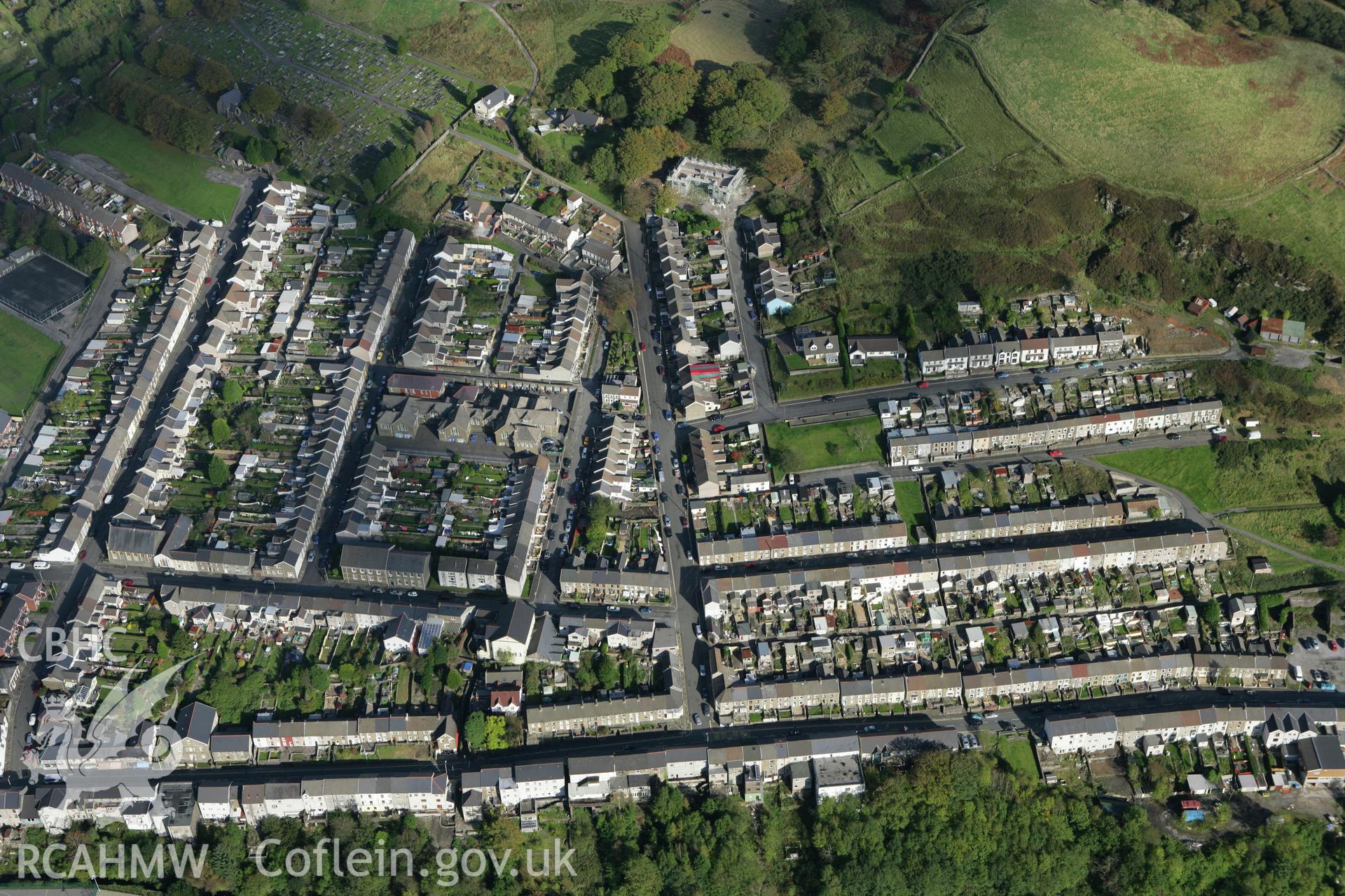 RCAHMW colour oblique photograph of Pontycymer, from the west. Taken by Toby Driver on 16/10/2008.