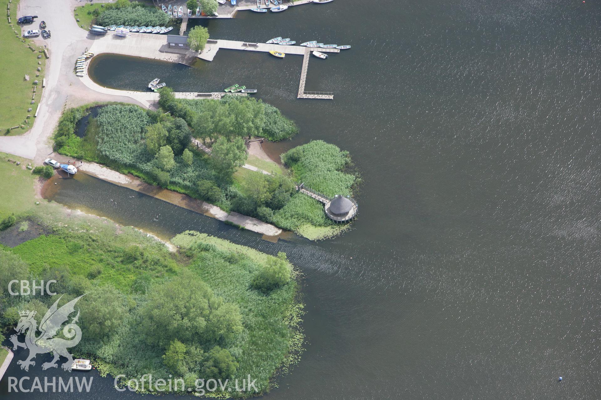 RCAHMW colour oblique photograph of The Welsh Crannog Centre, Llangorse Lake. Taken by Toby Driver on 21/07/2008.