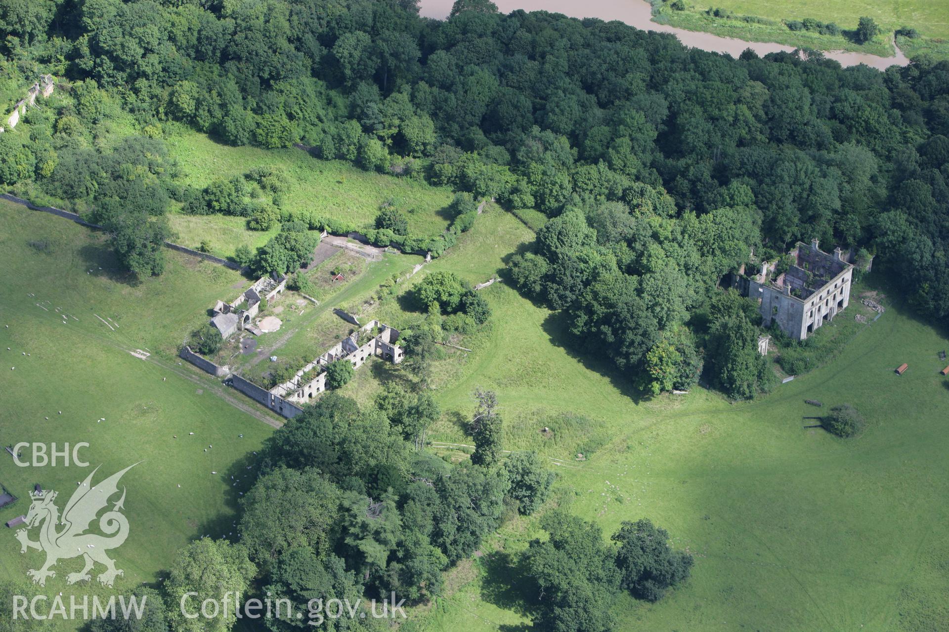 RCAHMW colour oblique photograph of Piercefield House and Garden ruins. Taken by Toby Driver on 21/07/2008.