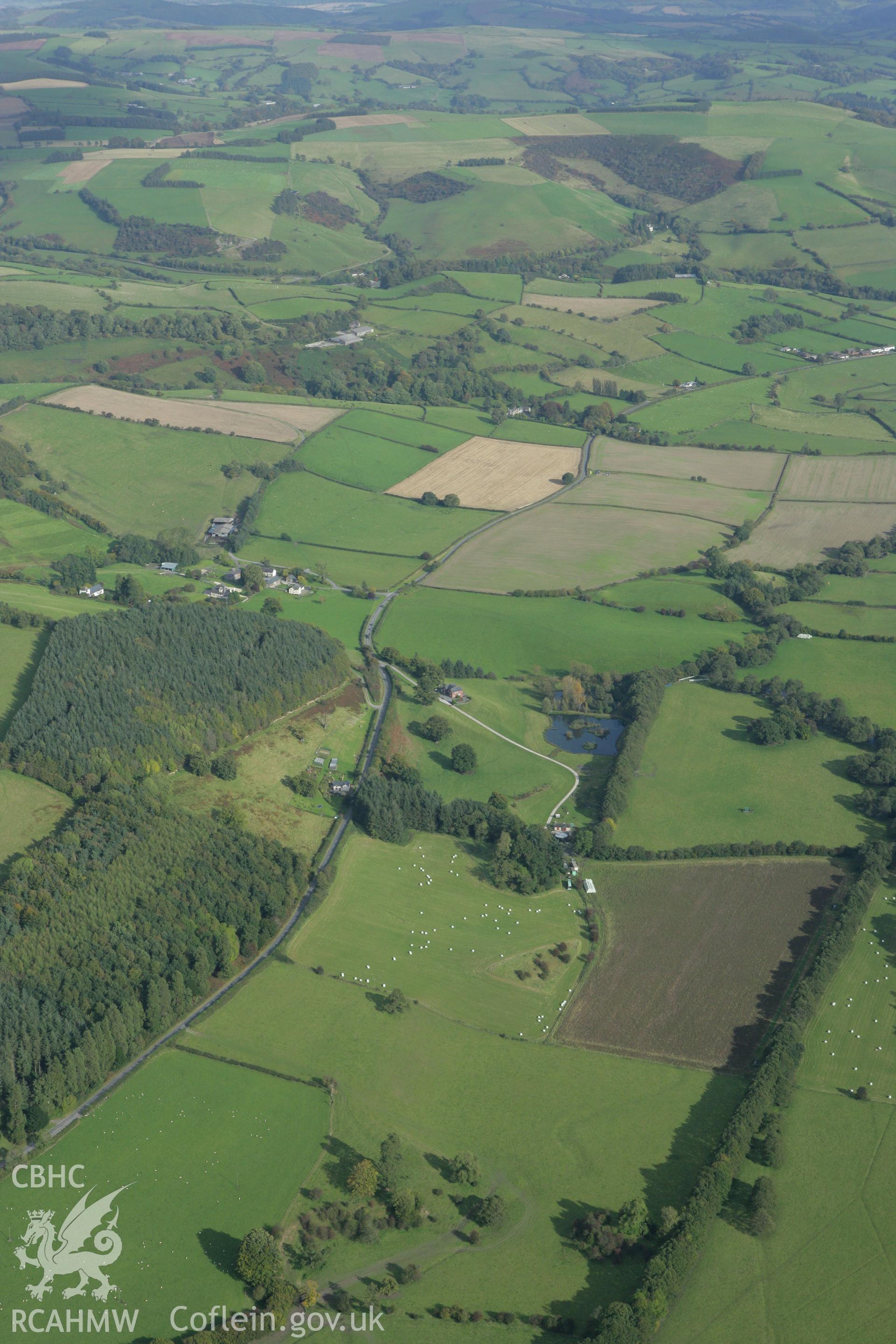 RCAHMW colour oblique photograph of the site of the battle of Pilleth. Taken by Toby Driver on 10/10/2008.