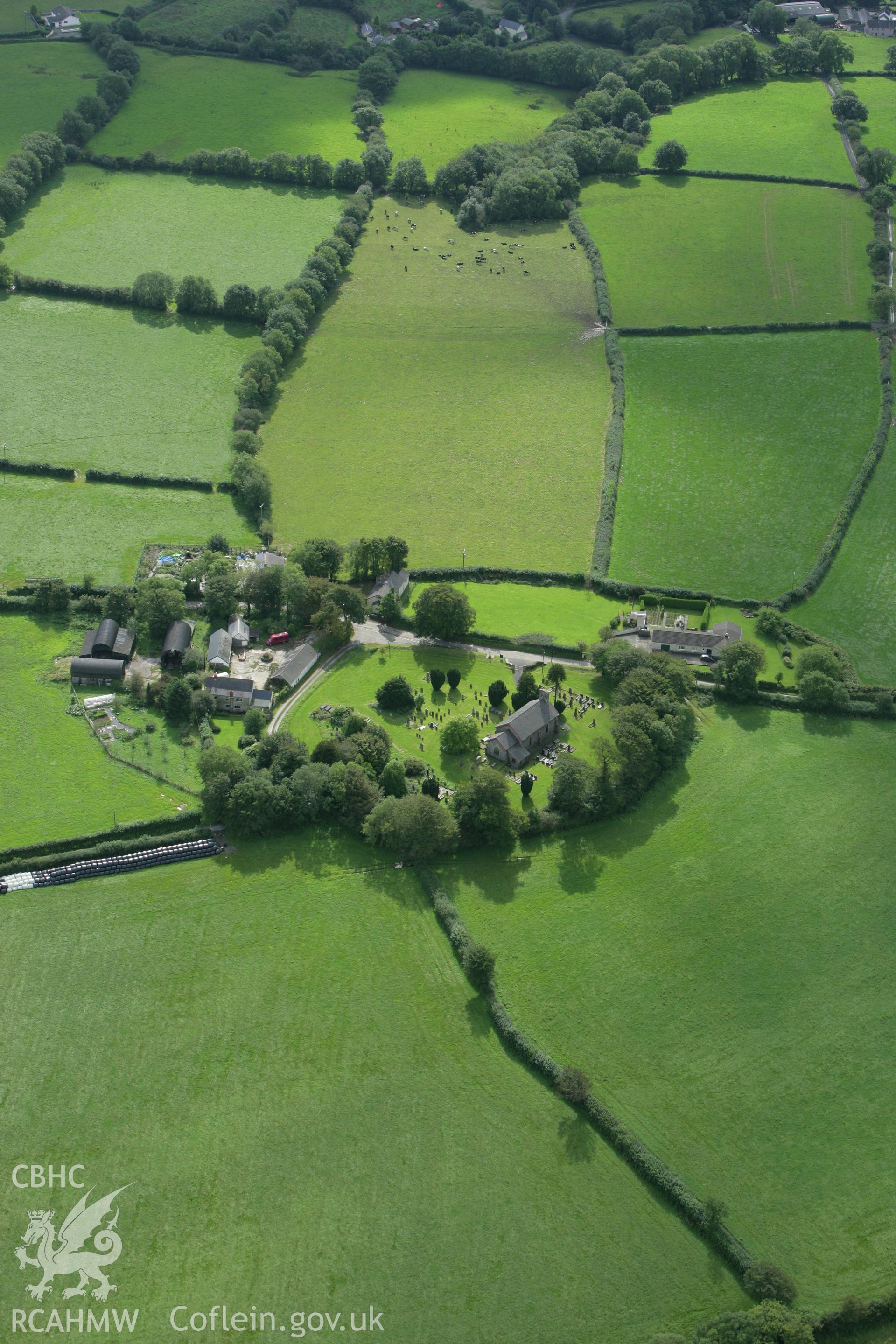 RCAHMW colour oblique photograph of St Gwinio's Church, Llanwinio. Taken by Toby Driver on 12/09/2008.