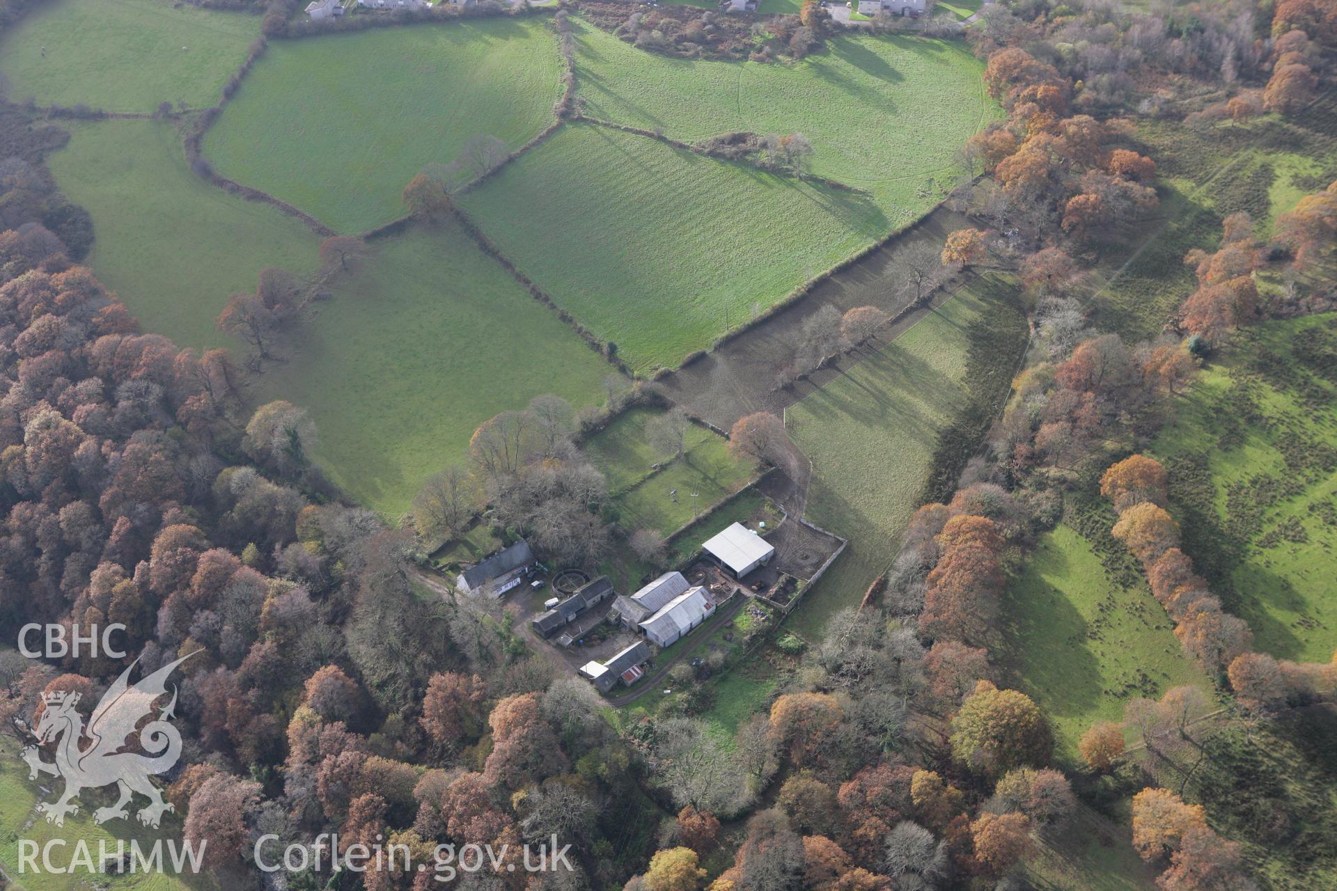 RCAHMW colour oblique photograph of Plas-y-Bettws, relict garden. Taken by Toby Driver on 12/11/2008.