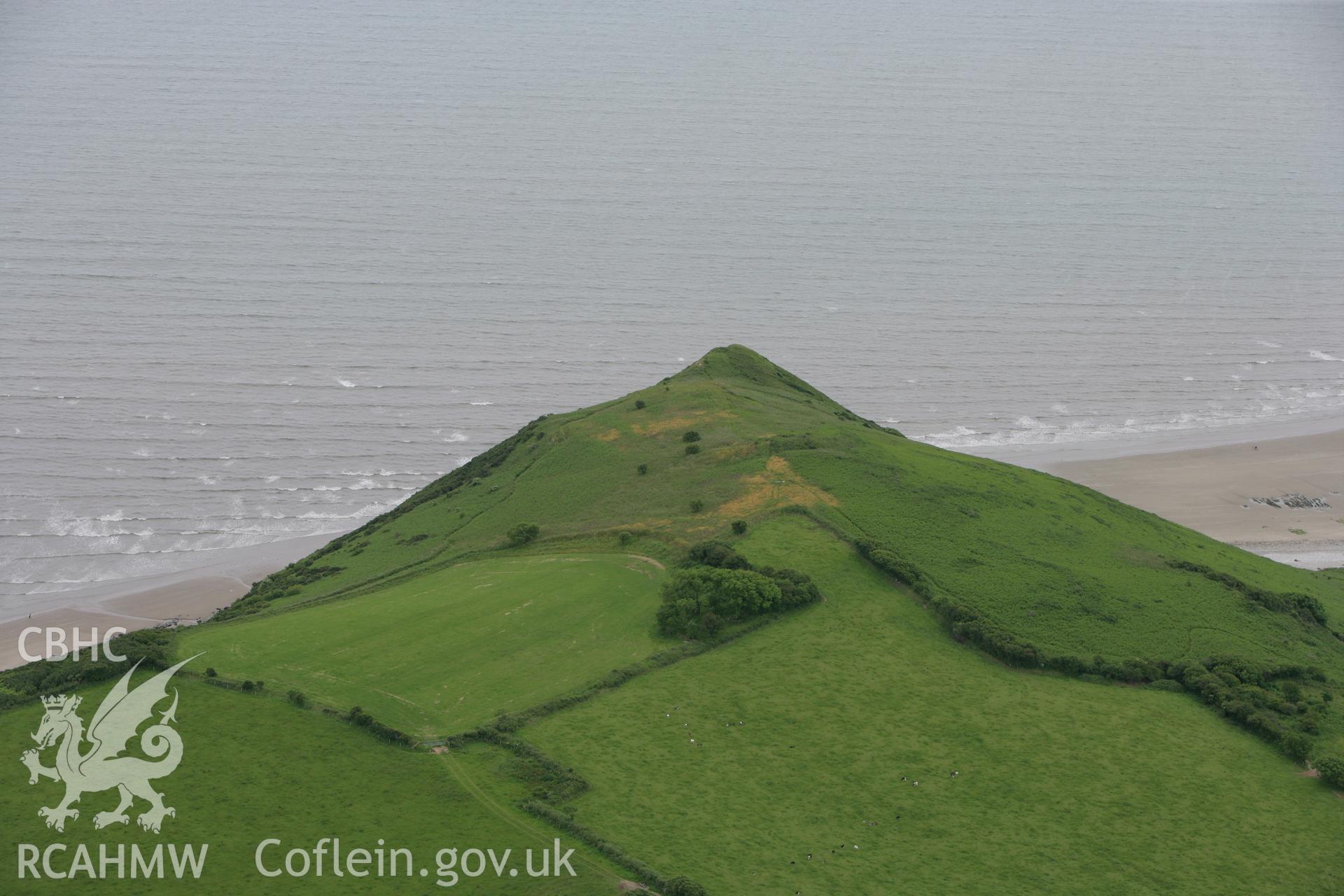 RCAHMW colour oblique photograph of Napps Head Camp. Taken by Toby Driver on 20/06/2008.