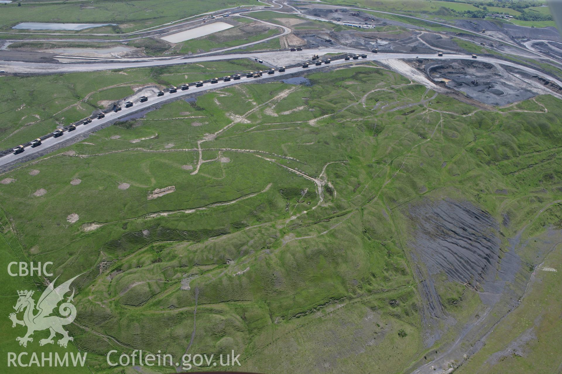 RCAHMW colour oblique photograph of Ffos-y-fran Land Reclaimation Scheme (Dowlais Opencast). Taken by Toby Driver on 09/06/2008.