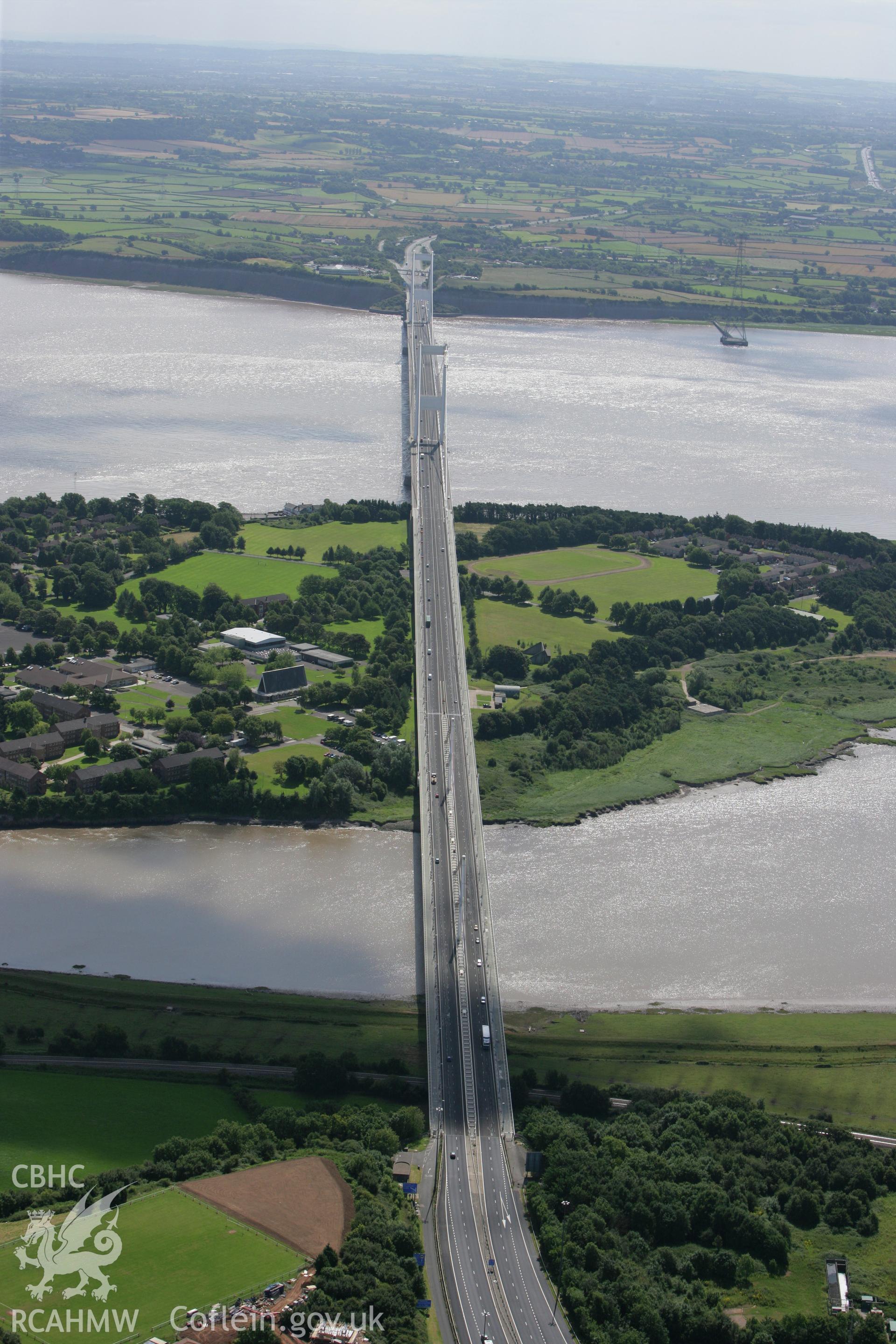 RCAHMW colour oblique photograph of Wye Bridge, Beachley to Chepstow. Taken by Toby Driver on 21/07/2008.