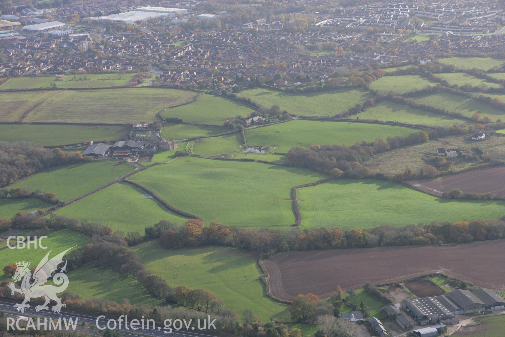 RCAHMW colour oblique photograph of Pant-teg Cottage, looking south over Pontprennau and Pentwyn. Taken by Toby Driver on 12/11/2008.