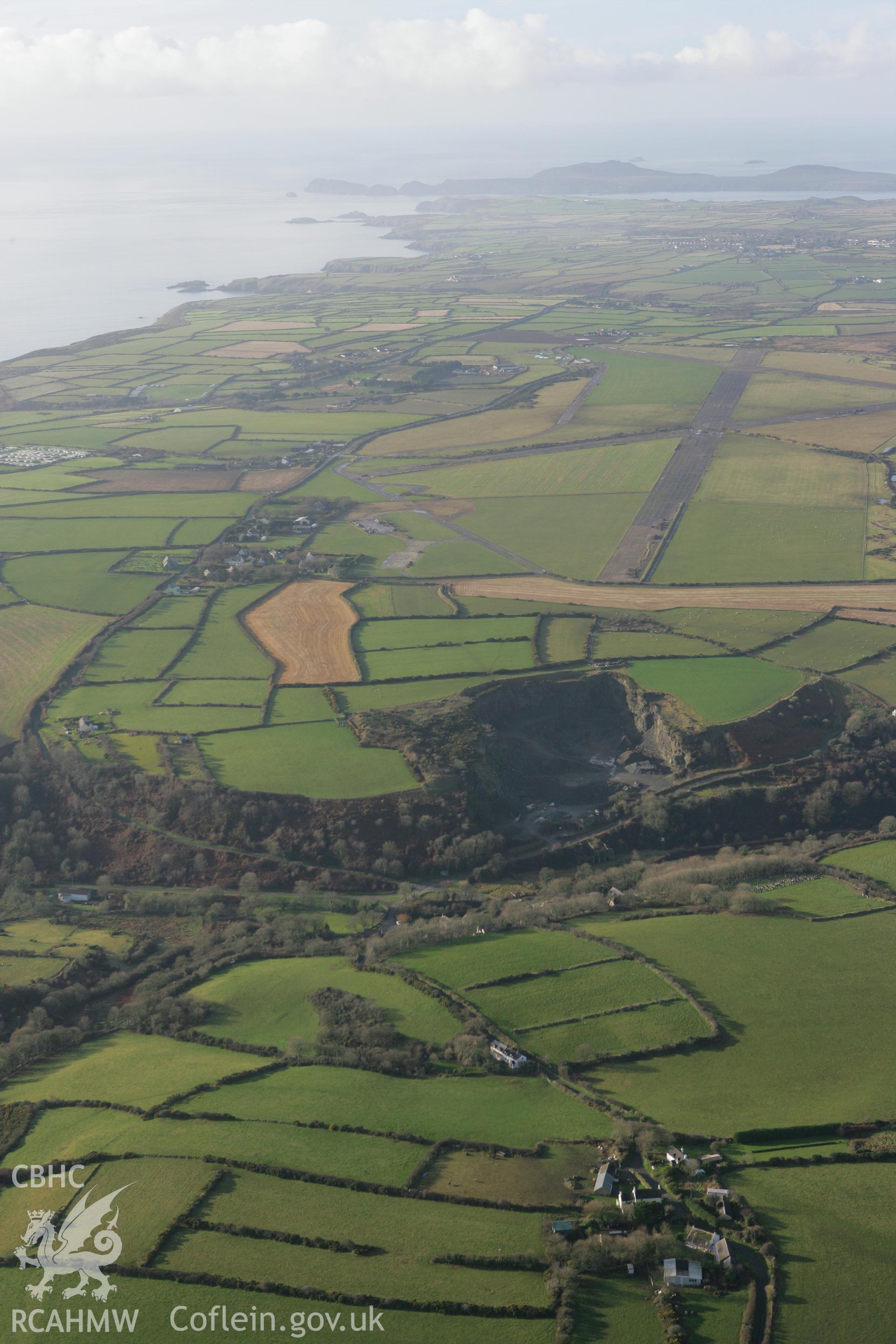 RCAHMW colour oblique photograph of St David's Airfield, Solva. Taken by Toby Driver on 15/12/2008.