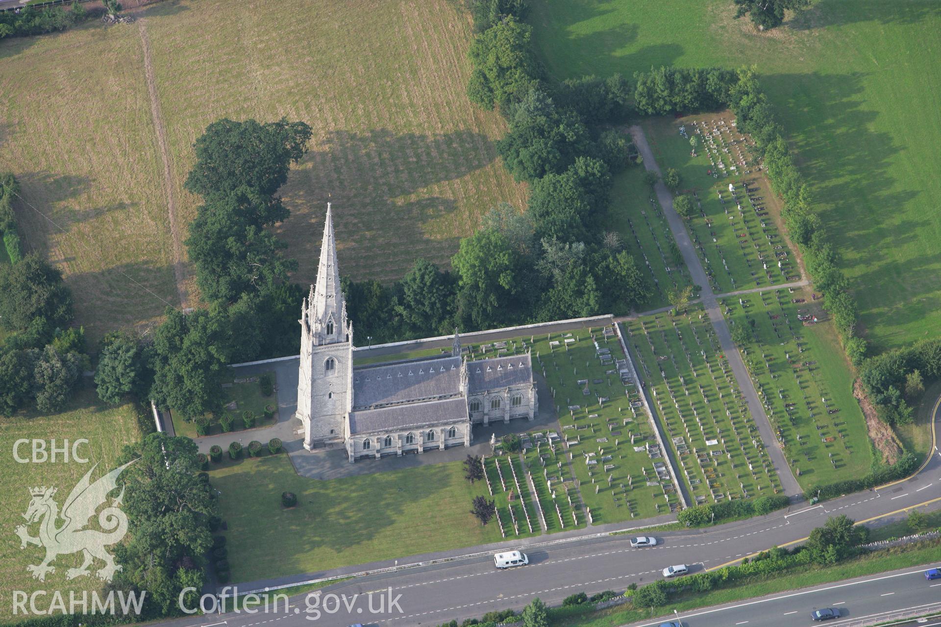 RCAHMW colour oblique photograph of St Margaret's Church (The Marble Church), Bodelwyddan. Taken by Toby Driver on 24/07/2008.
