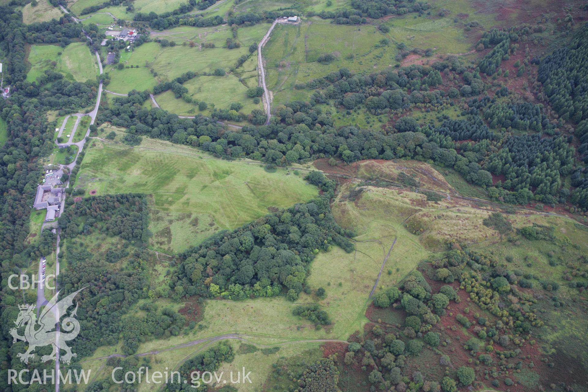 RCAHMW colour oblique photograph of disused workings from the Merthyr Dare Colliery, now Dare Valley Country Park. Taken by Toby Driver on 12/09/2008.