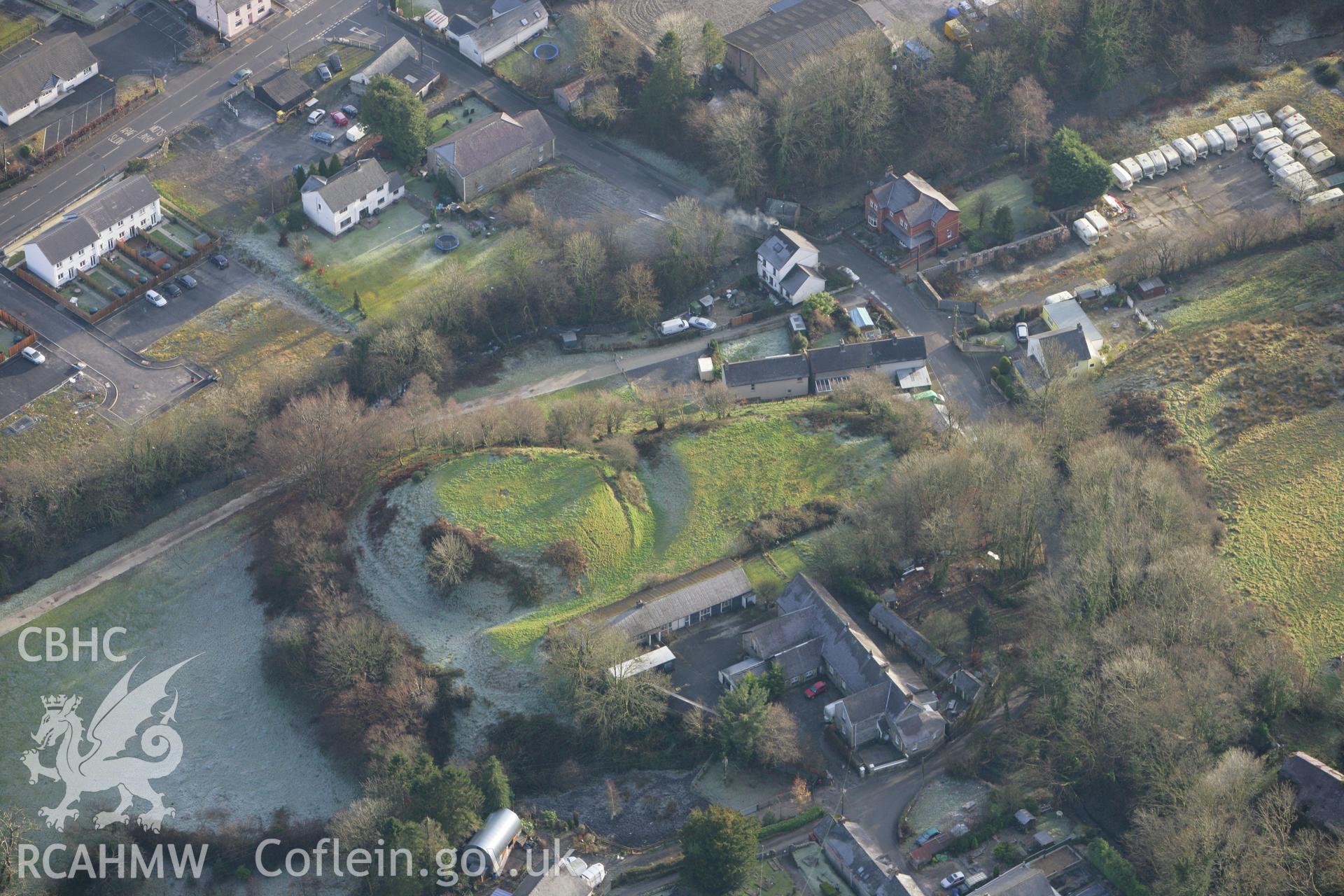 RCAHMW colour oblique photograph of Castell Pencader. Taken by Toby Driver on 15/12/2008.