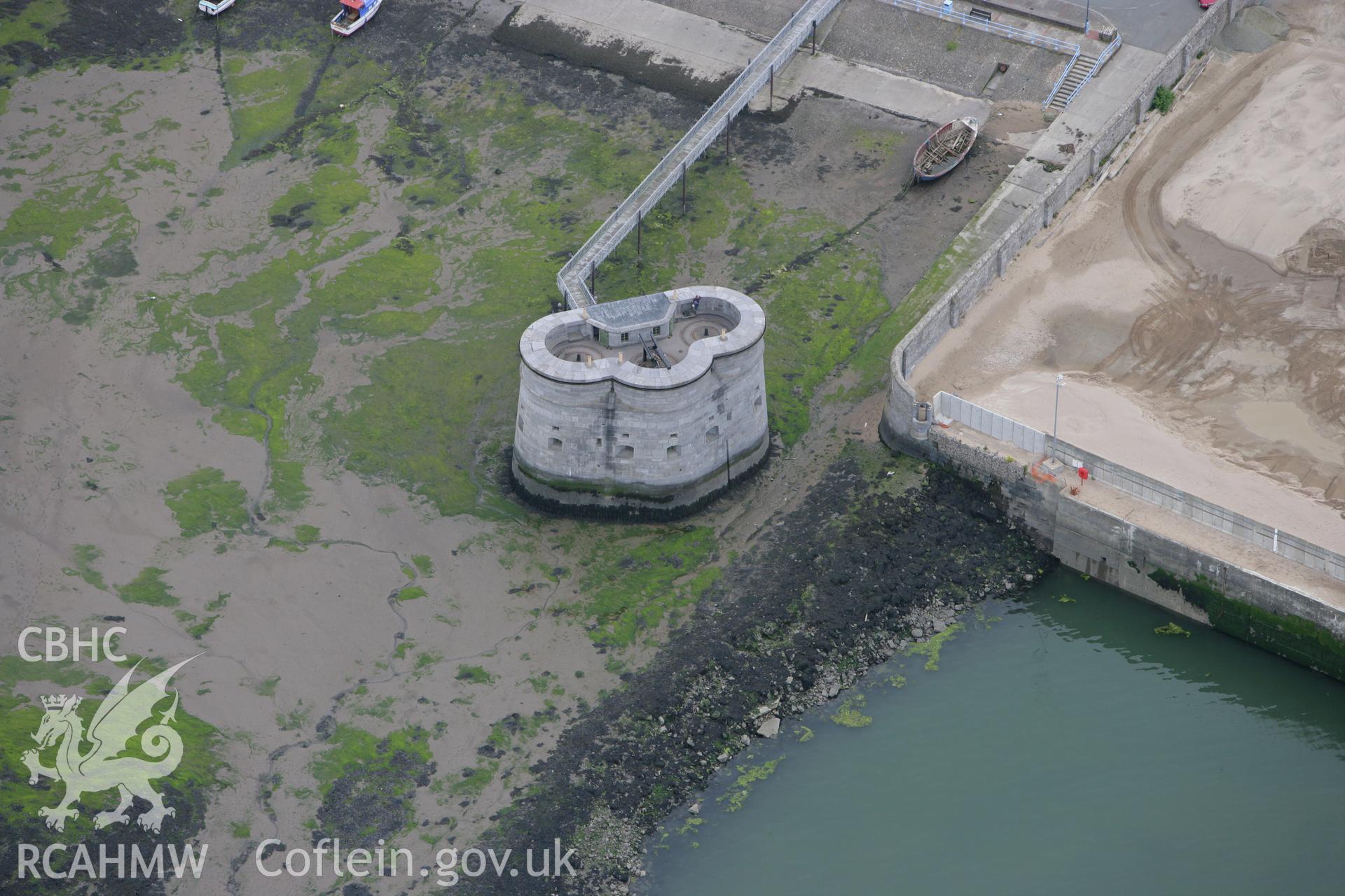 RCAHMW colour oblique photograph of East Martello Tower, Pembroke Dockyard. Taken by Toby Driver on 20/06/2008.