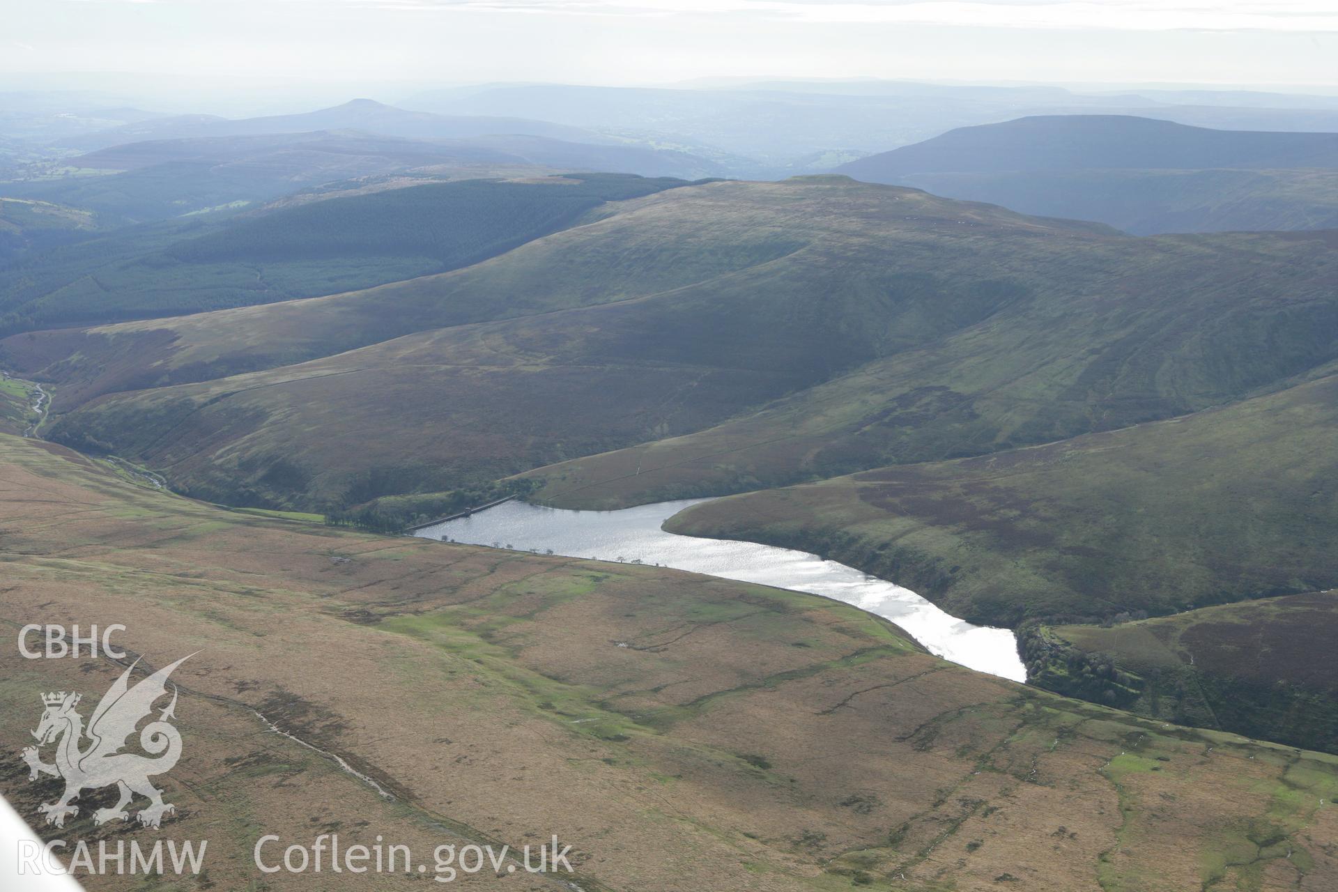 RCAHMW colour oblique photograph of Grwyne Fawr Reservoir, from the north. Taken by Toby Driver on 10/10/2008.