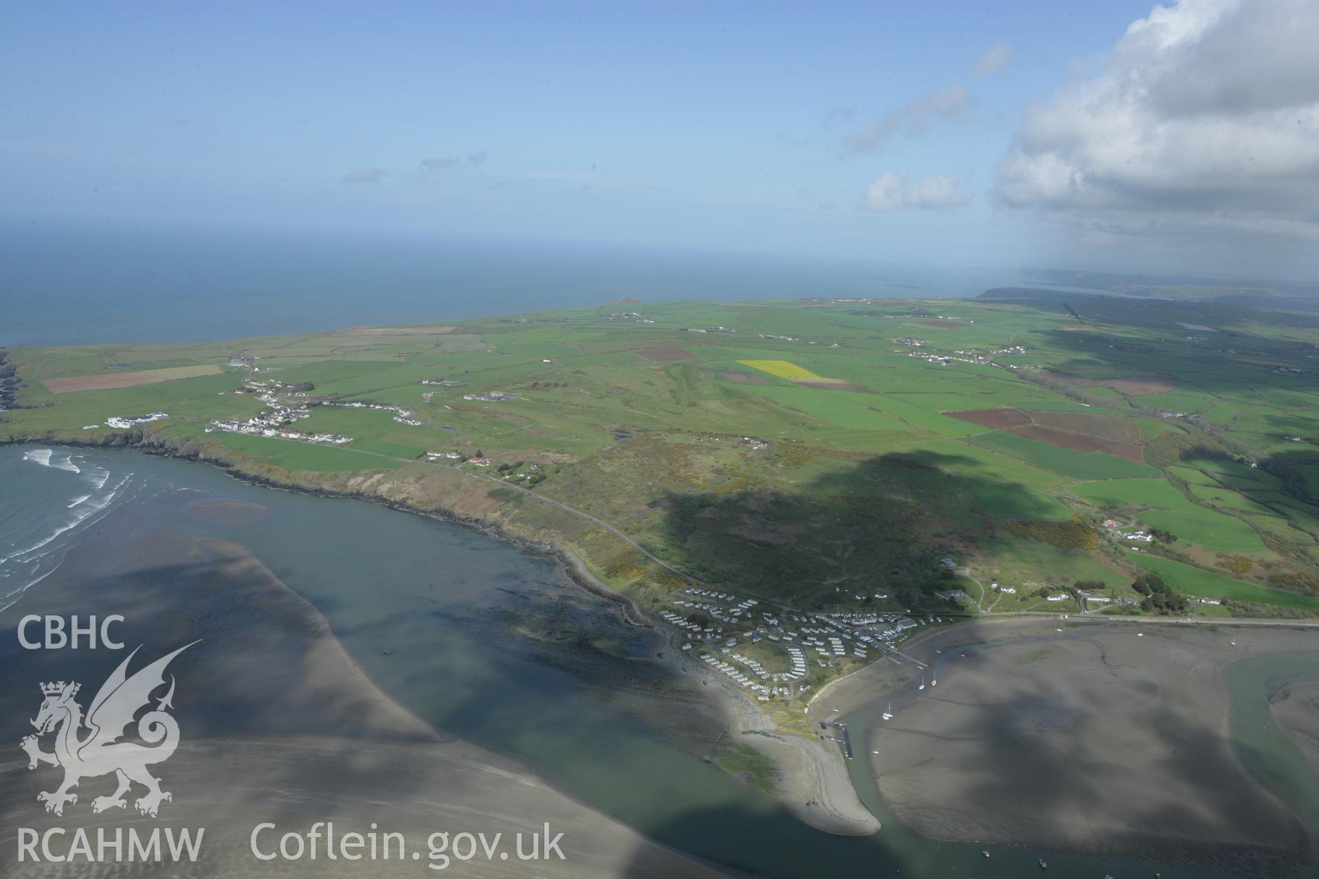 RCAHMW colour oblique photograph of Patch Caravan Park, south of Gwbert, Poppit Sands. Taken by Toby Driver on 24/04/2008.