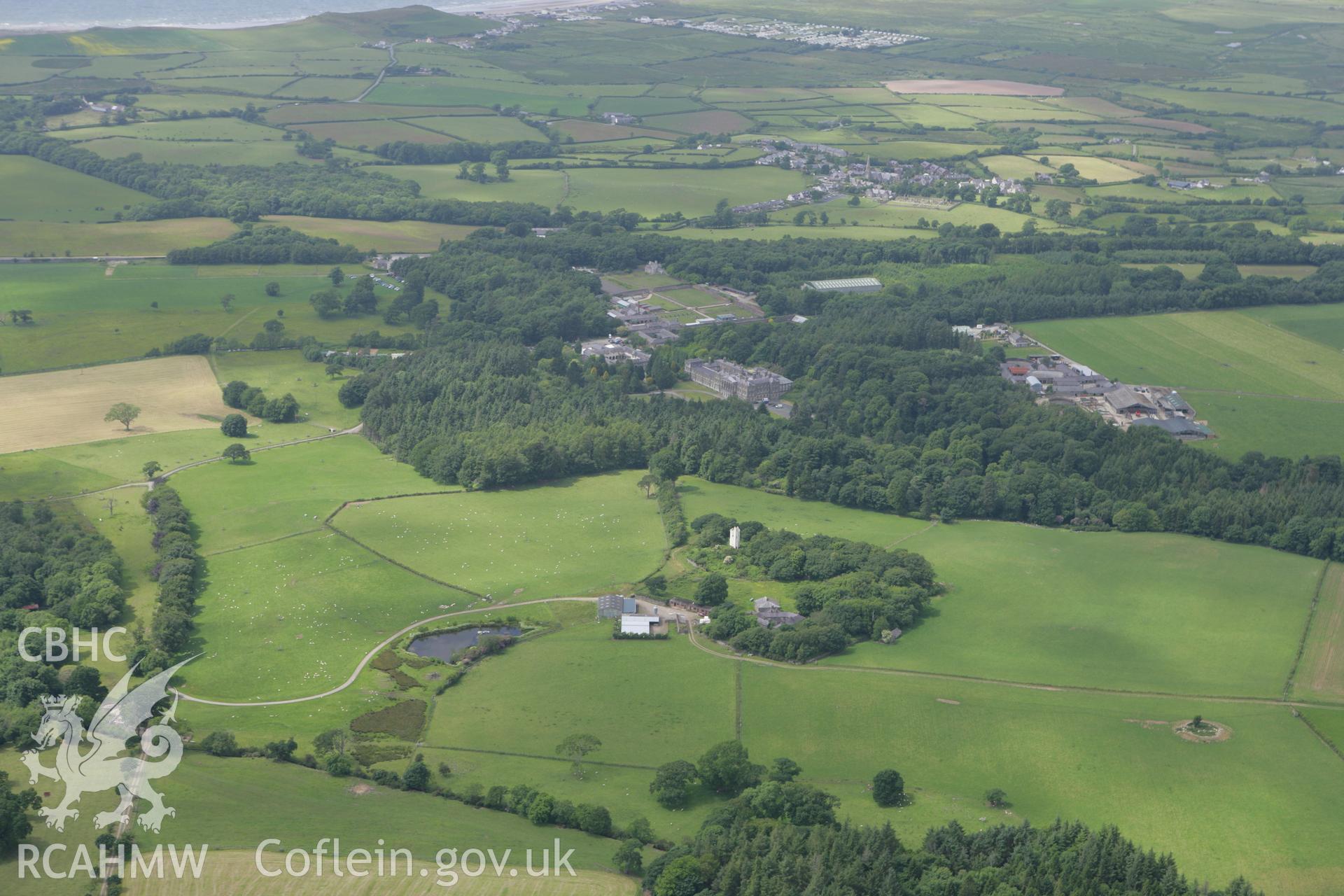 RCAHMW colour oblique photograph of Glynllfon, mansion and gardens. Taken by Toby Driver on 13/06/2008.