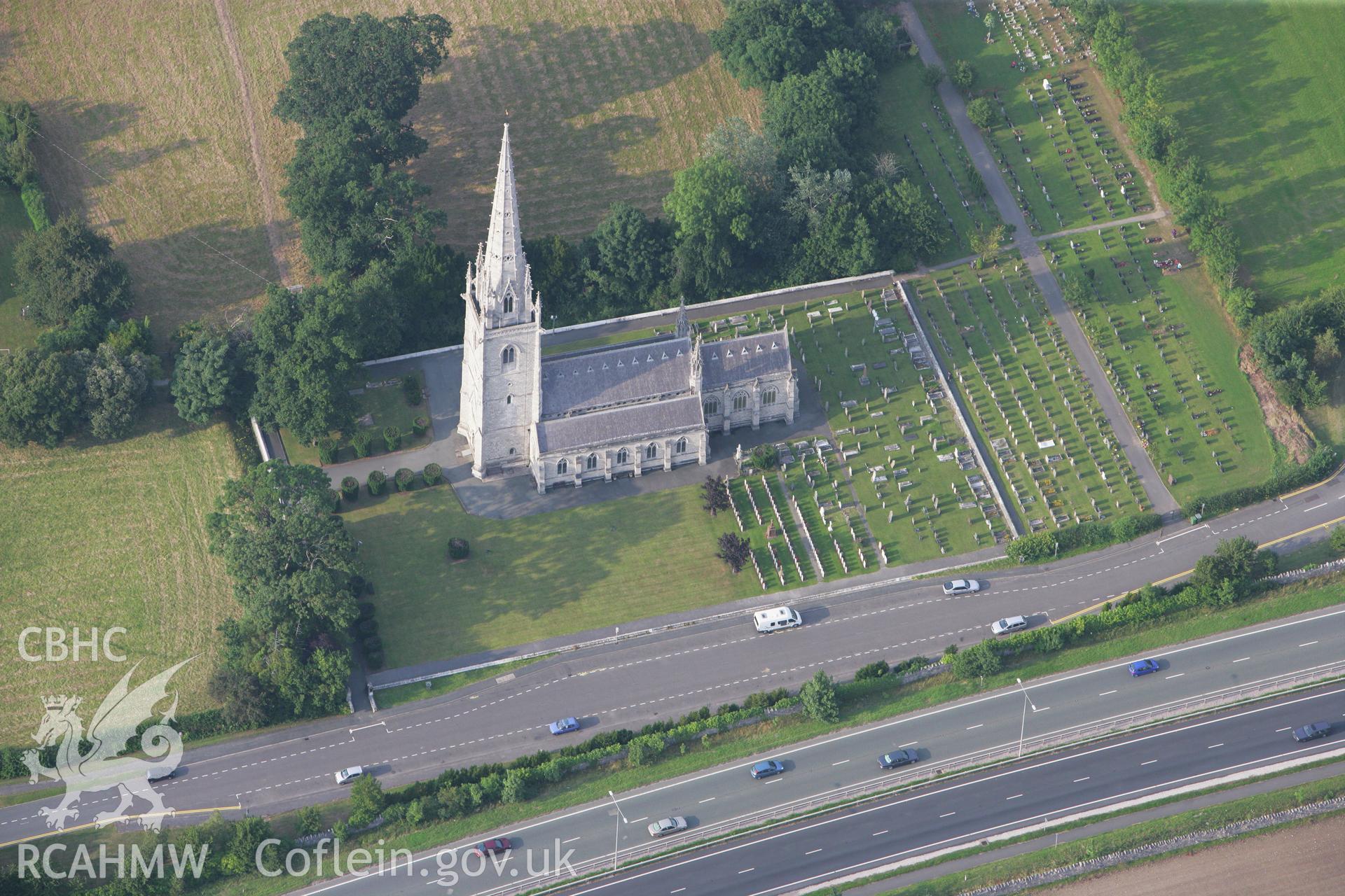 RCAHMW colour oblique photograph of St Margaret's Church (The Marble Church), Bodelwyddan. Taken by Toby Driver on 24/07/2008.
