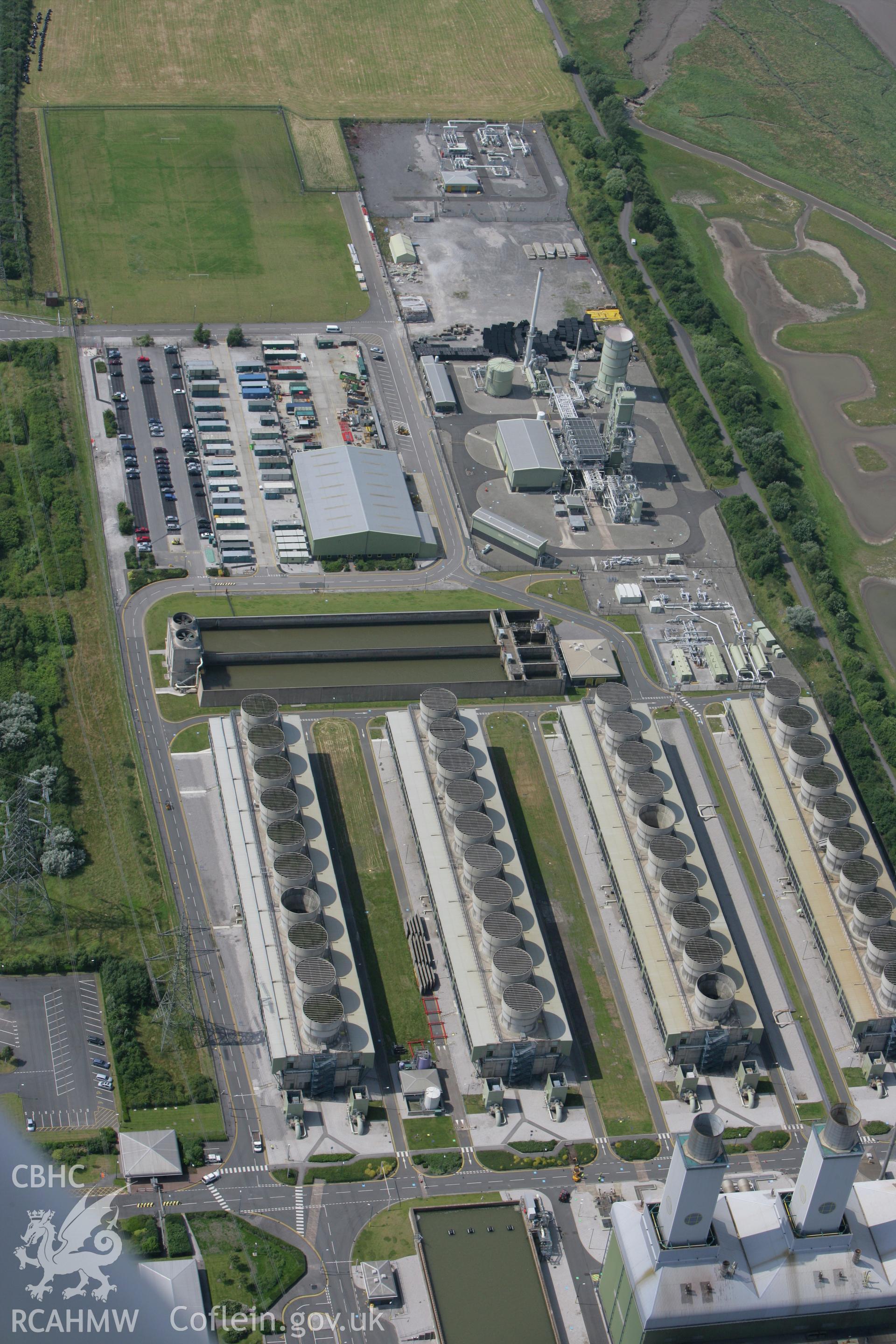 RCAHMW colour oblique photograph of Connah's Quay Power Station. Taken by Toby Driver on 01/07/2008.