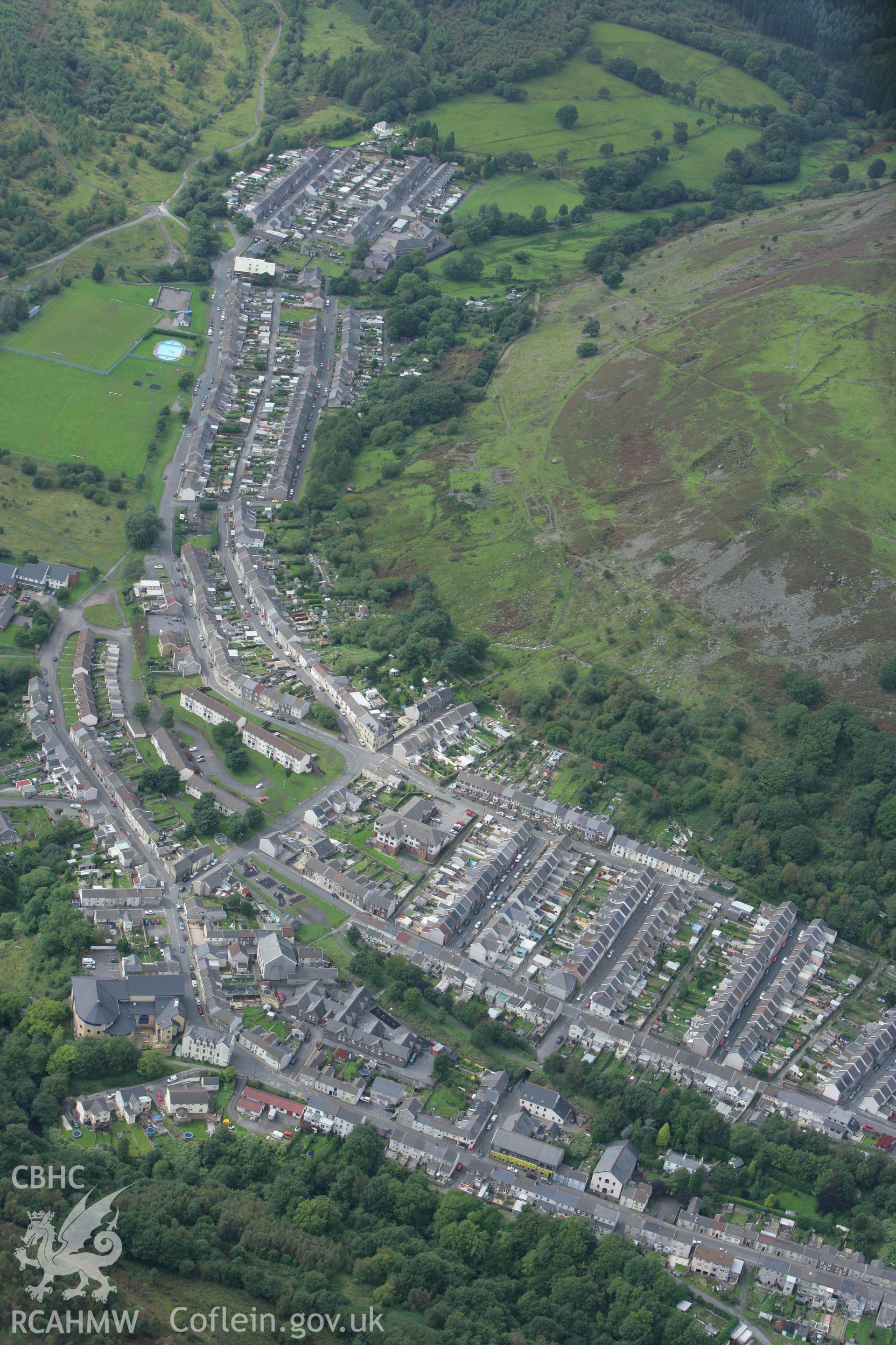 RCAHMW colour oblique photograph of Cwmaman, from the north-east. Taken by Toby Driver on 12/09/2008.