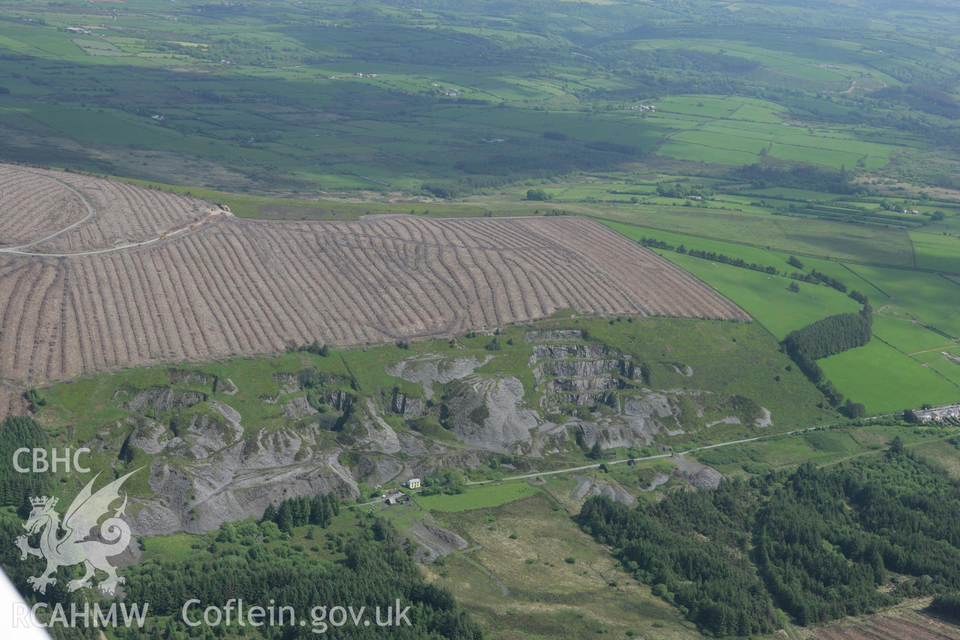 RCAHMW colour oblique photograph of Rosebush and Precelly (Bellstone) Quarry. Taken by Toby Driver on 20/05/2008.