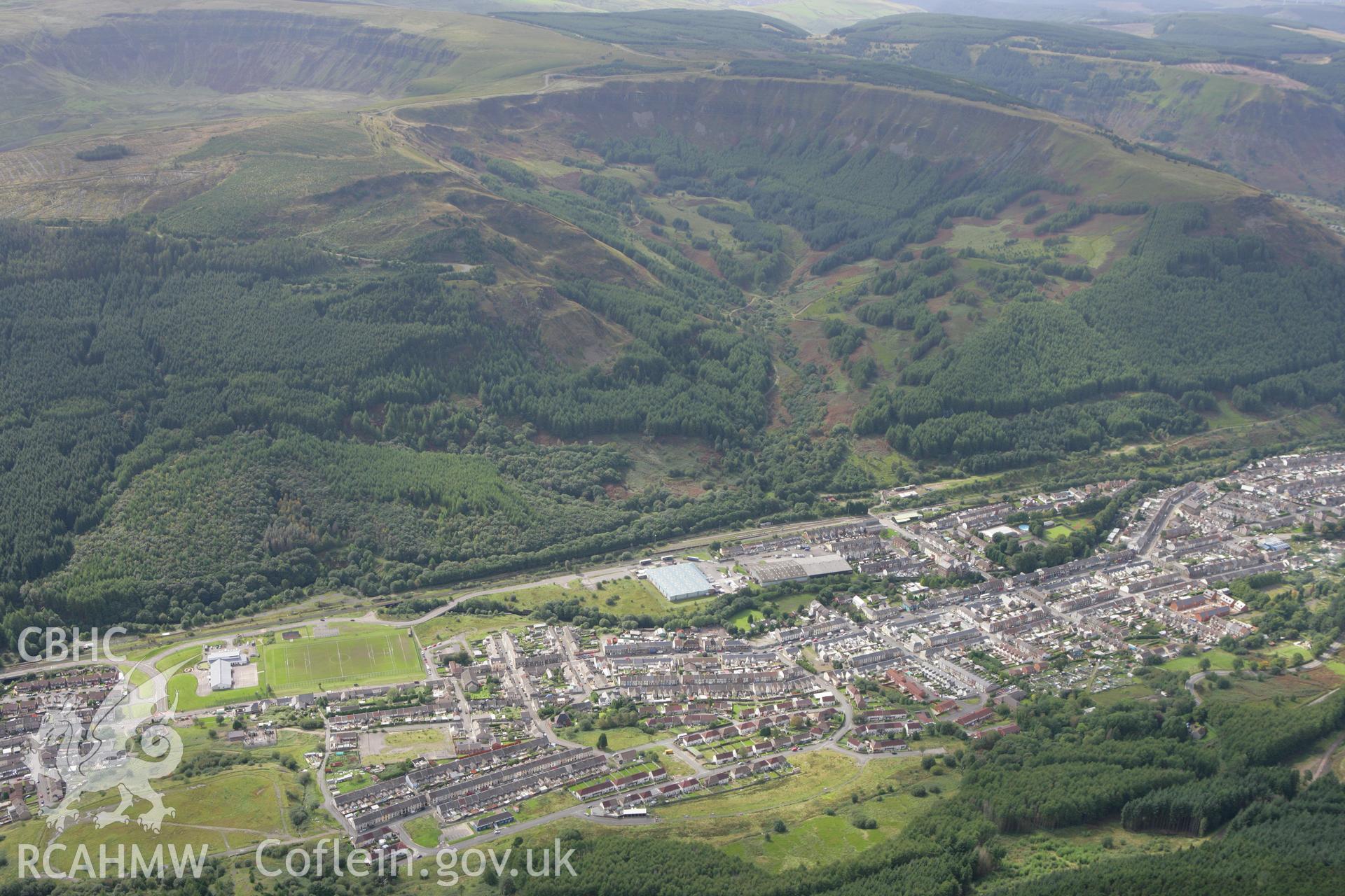 RCAHMW colour oblique photograph of Treherbert, from the north. Taken by Toby Driver on 12/09/2008.