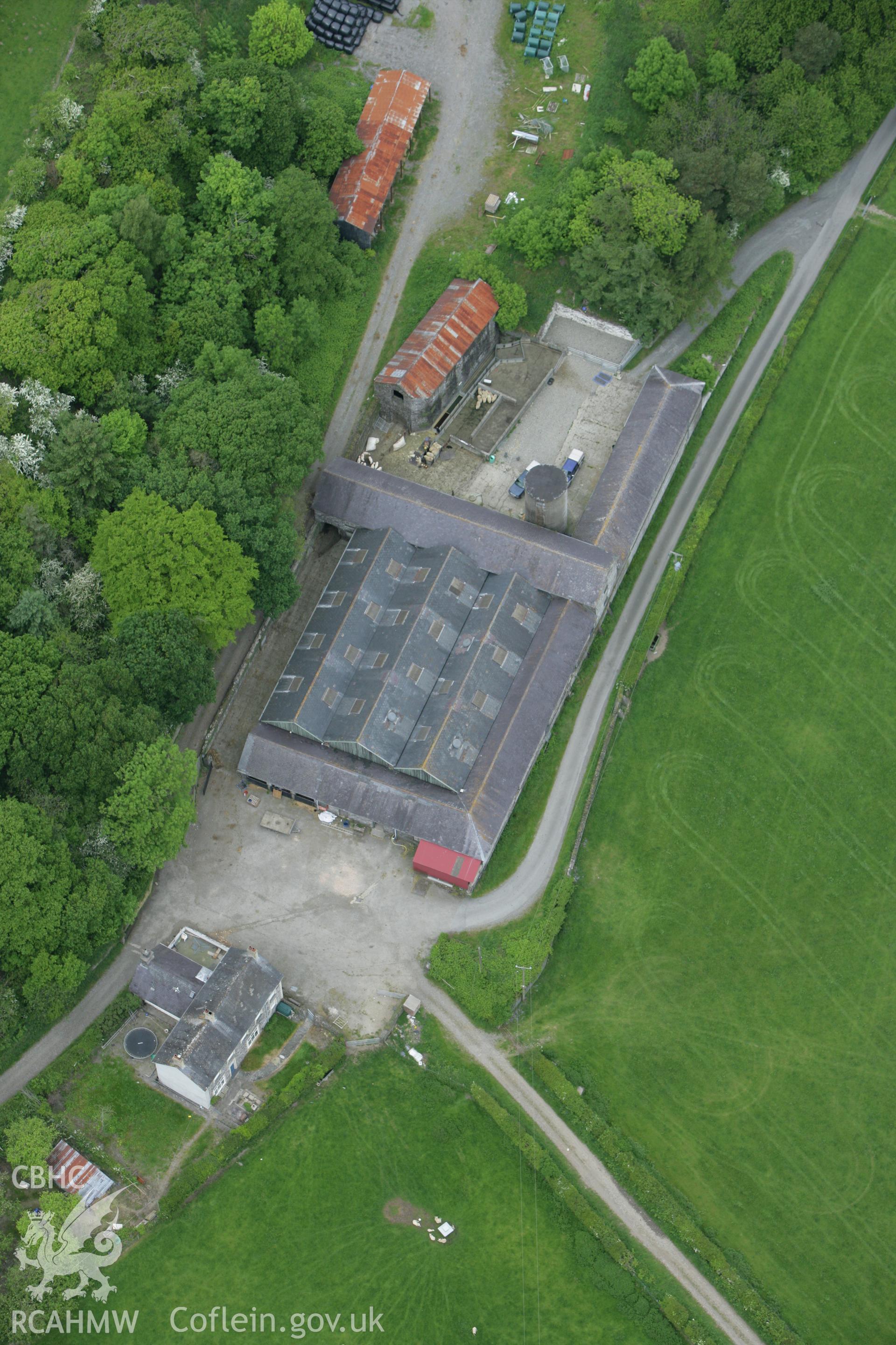 RCAHMW colour oblique photograph of Tan-y-graig Farm, Llanfarian. Taken by Toby Driver on 20/05/2008.