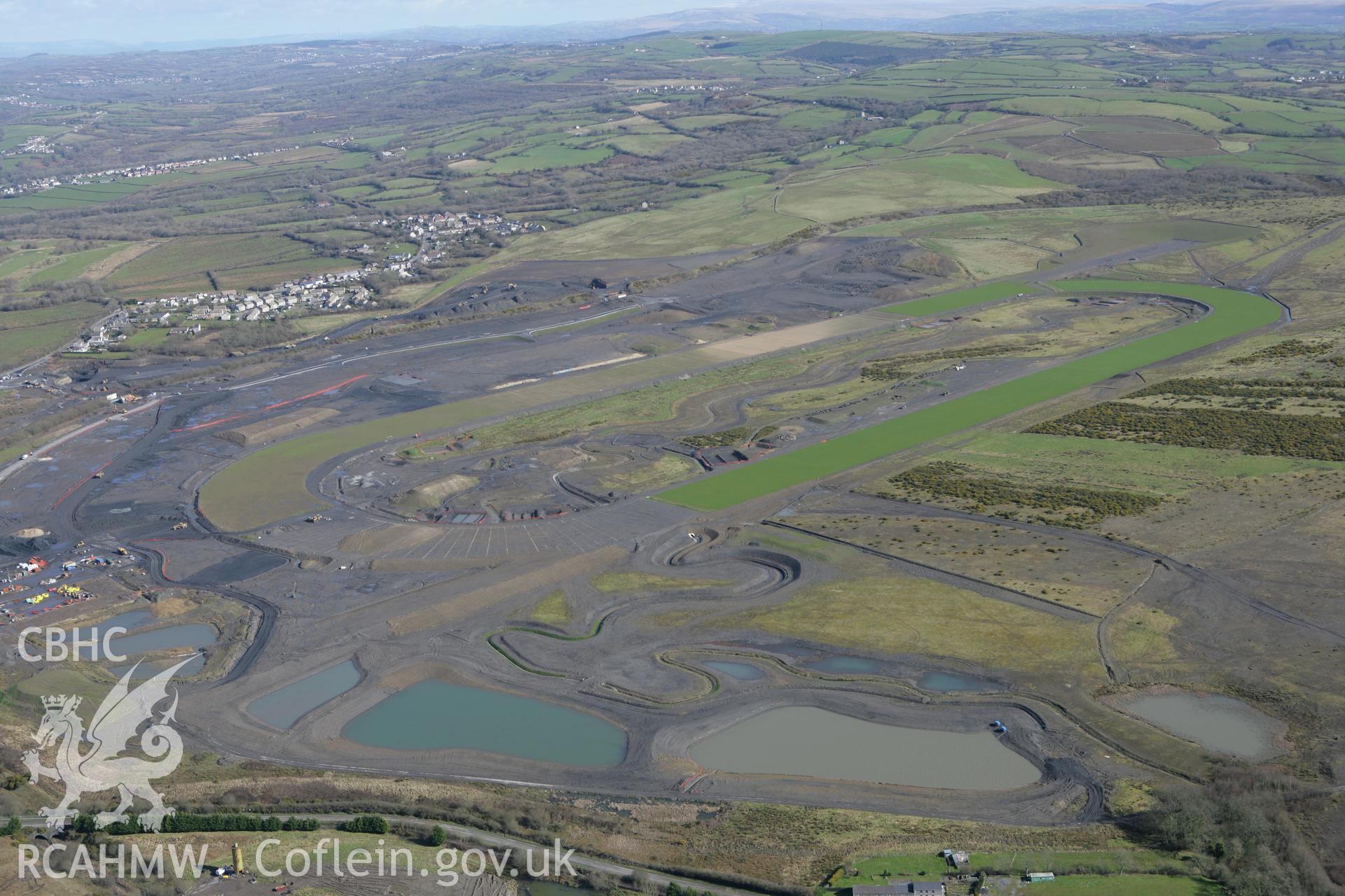 RCAHMW colour oblique photograph of Ffos Las Racecourse, during constuction. Taken by Toby Driver on 04/03/2008.