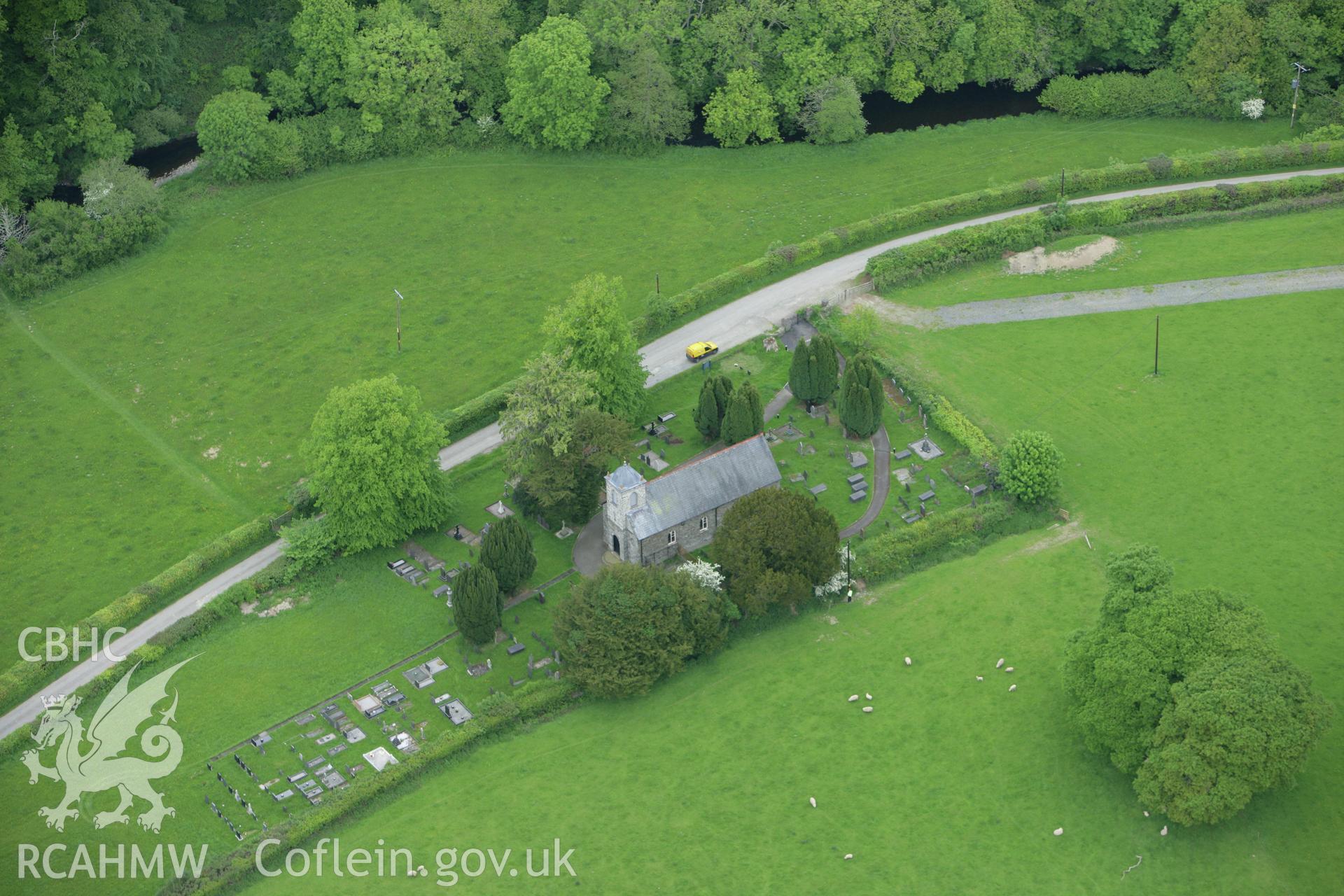 RCAHMW colour oblique photograph of St Non's Church, Llanerchaeron. Taken by Toby Driver on 20/05/2008.