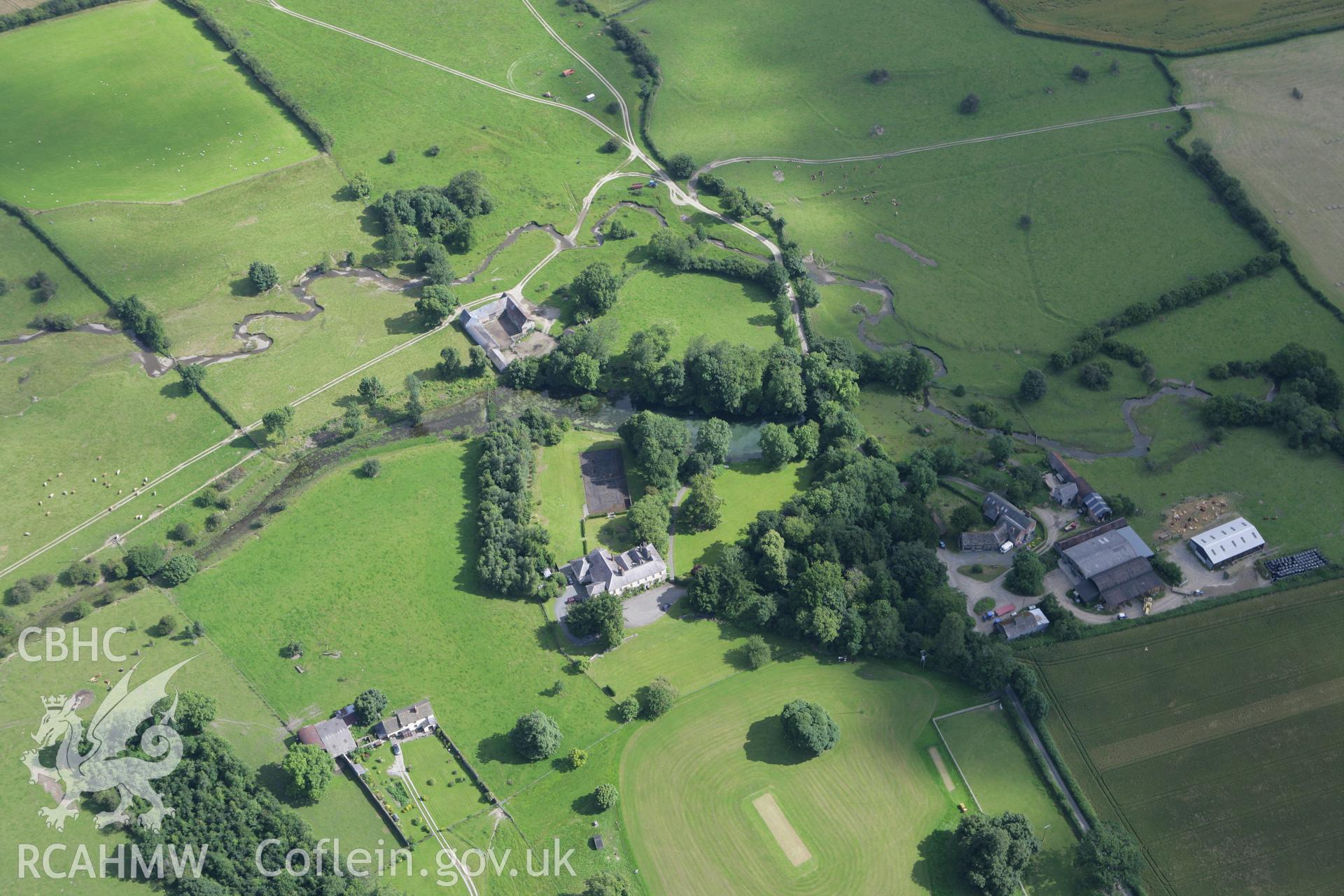 RCAHMW colour oblique photograph of Downton House and Gardens. Taken by Toby Driver on 21/07/2008.