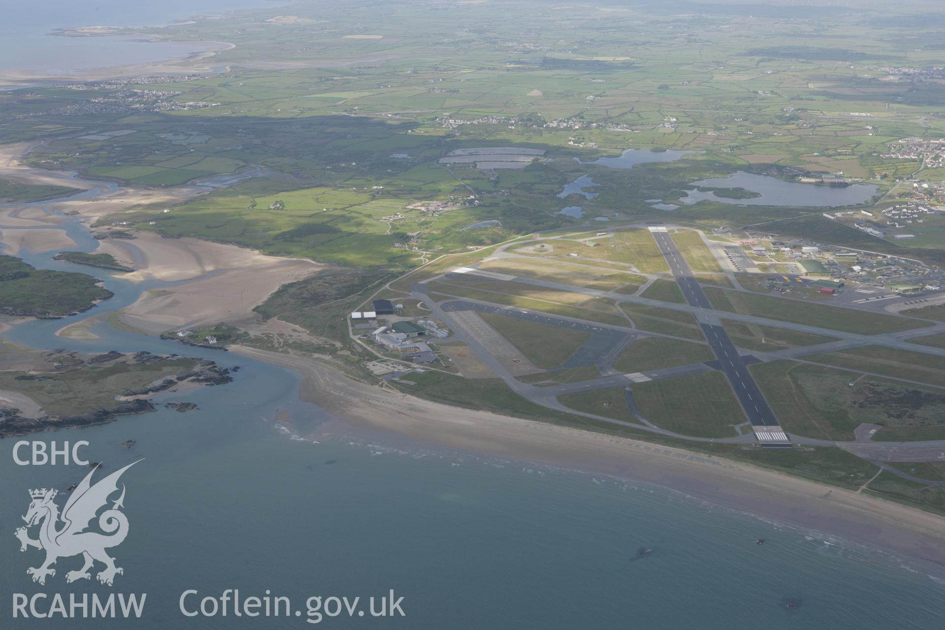 RCAHMW colour oblique photograph of Valley Airfield, Rhosneigr. Taken by Toby Driver on 13/06/2008.
