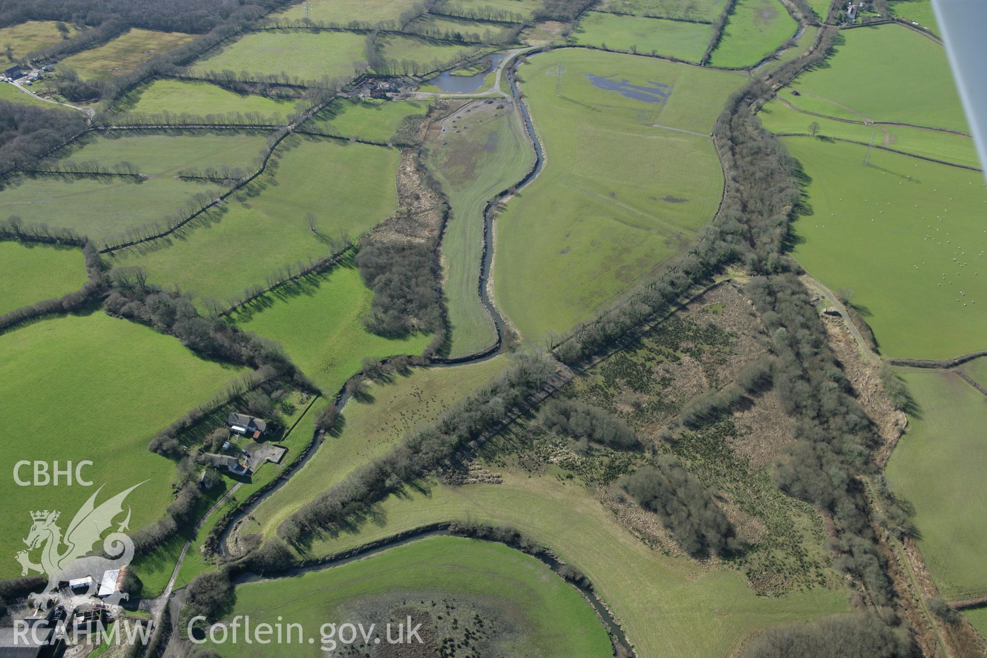 RCAHMW colour oblique photograph of Kymer's Canal, Kidwelly. Taken by Toby Driver on 04/03/2008.